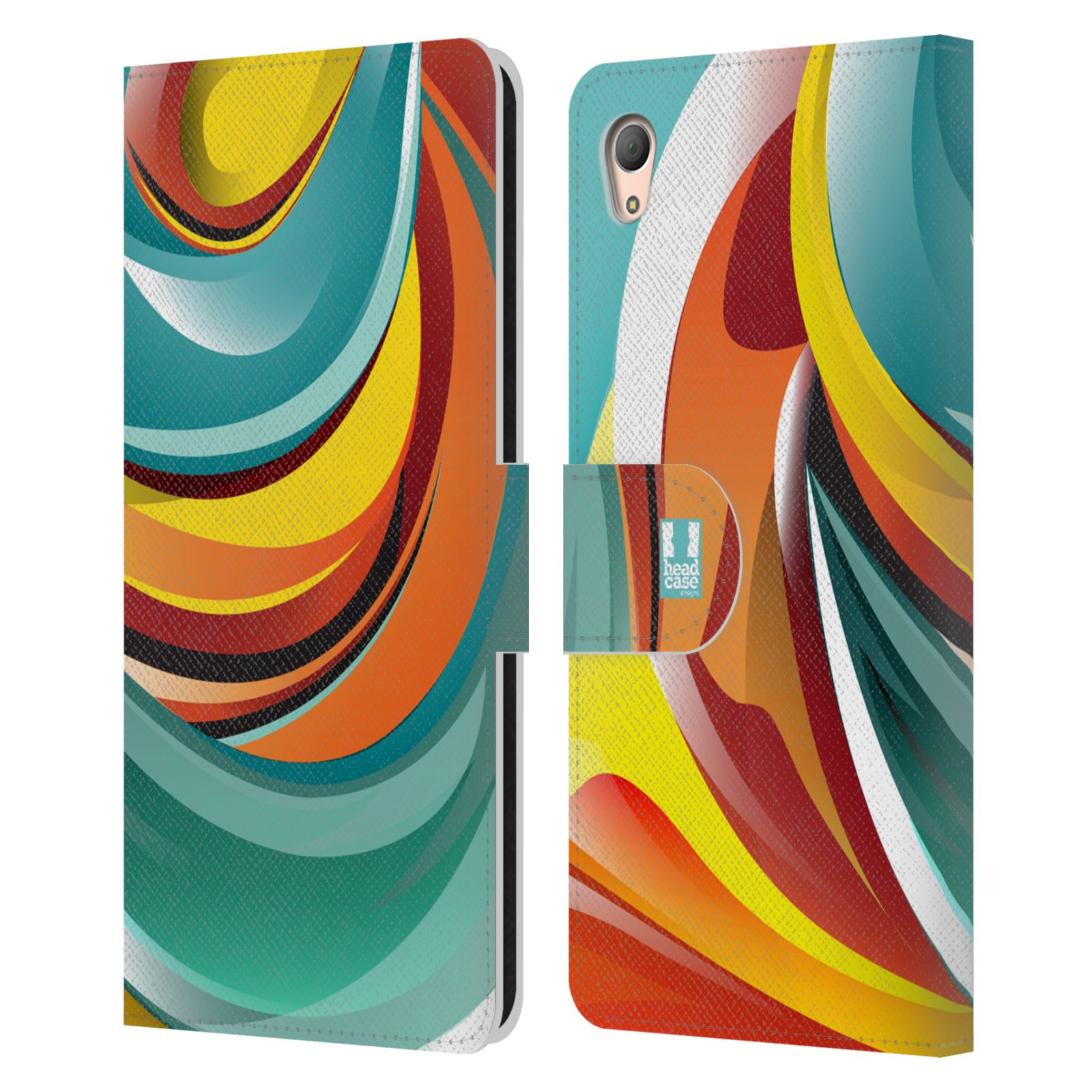 HEAD CASE Flipové pouzdro pro mobil SONY XPERIA Z3+ (PLUS) barevný mramor oranžová a modrá