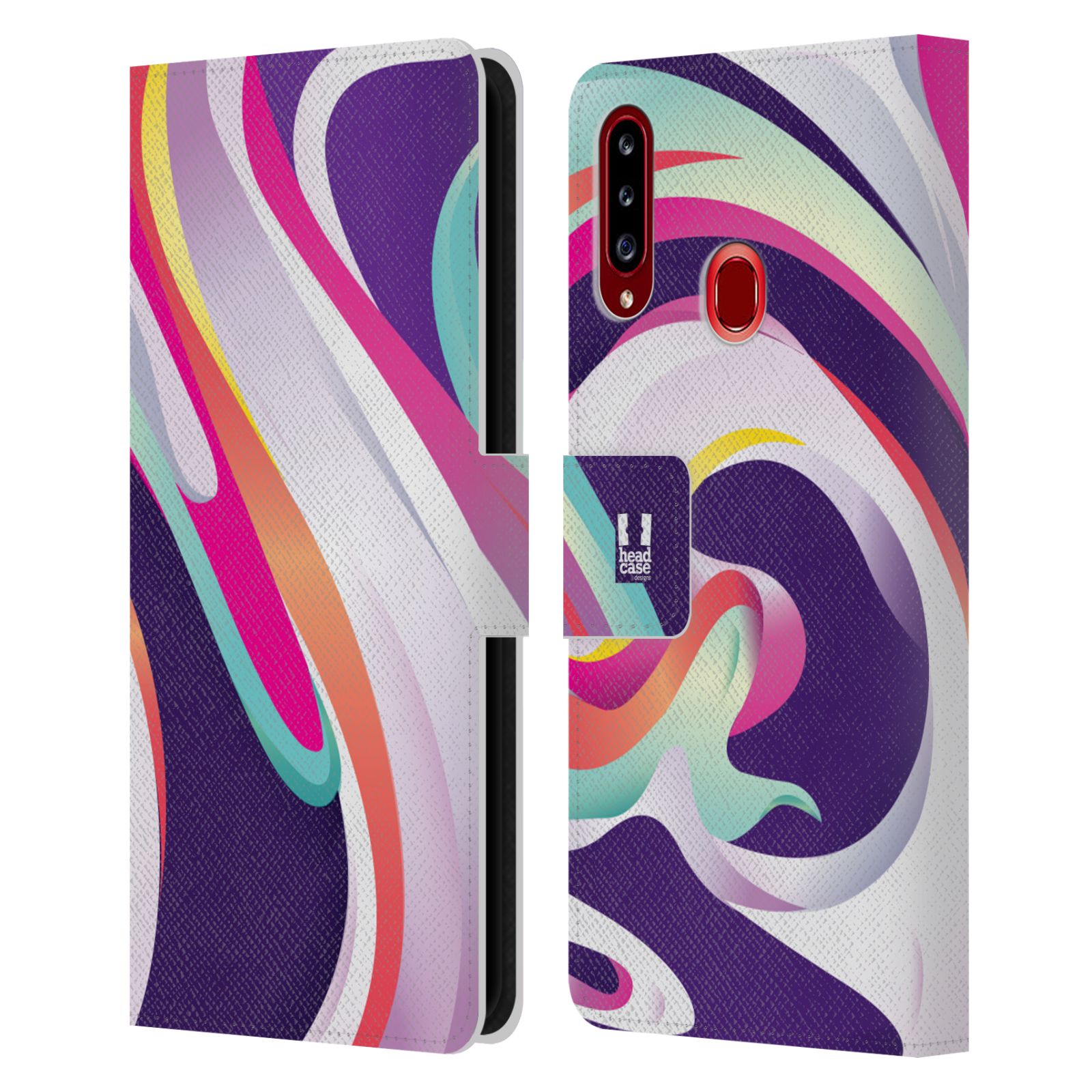 HEAD CASE Flipové pouzdro pro mobil Samsung Galaxy A20s barevný mramor GELATO fialová a růžová