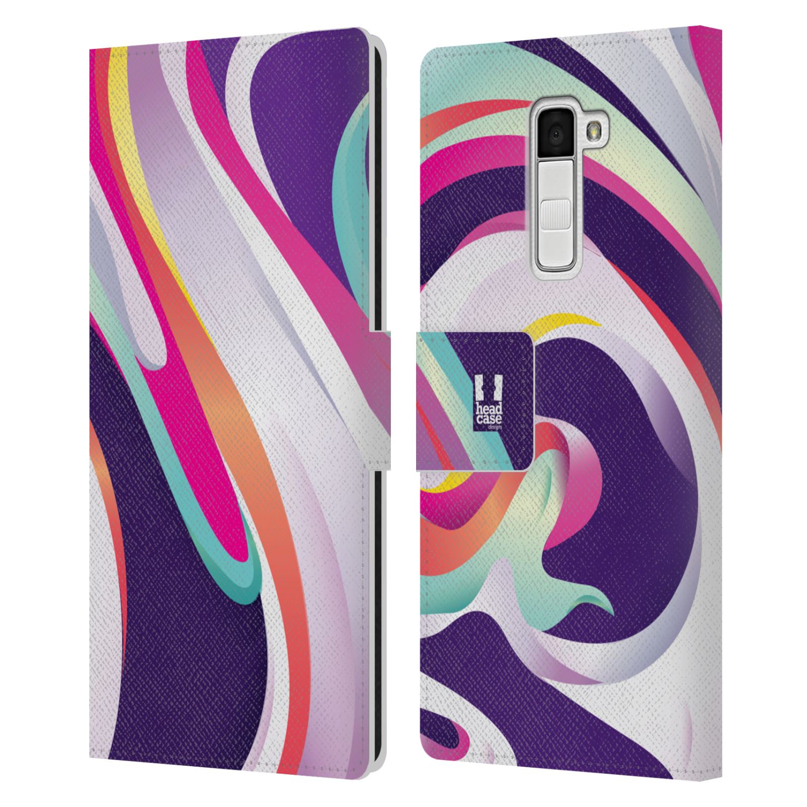 HEAD CASE Flipové pouzdro pro mobil LG K10 barevný mramor GELATO fialová a růžová