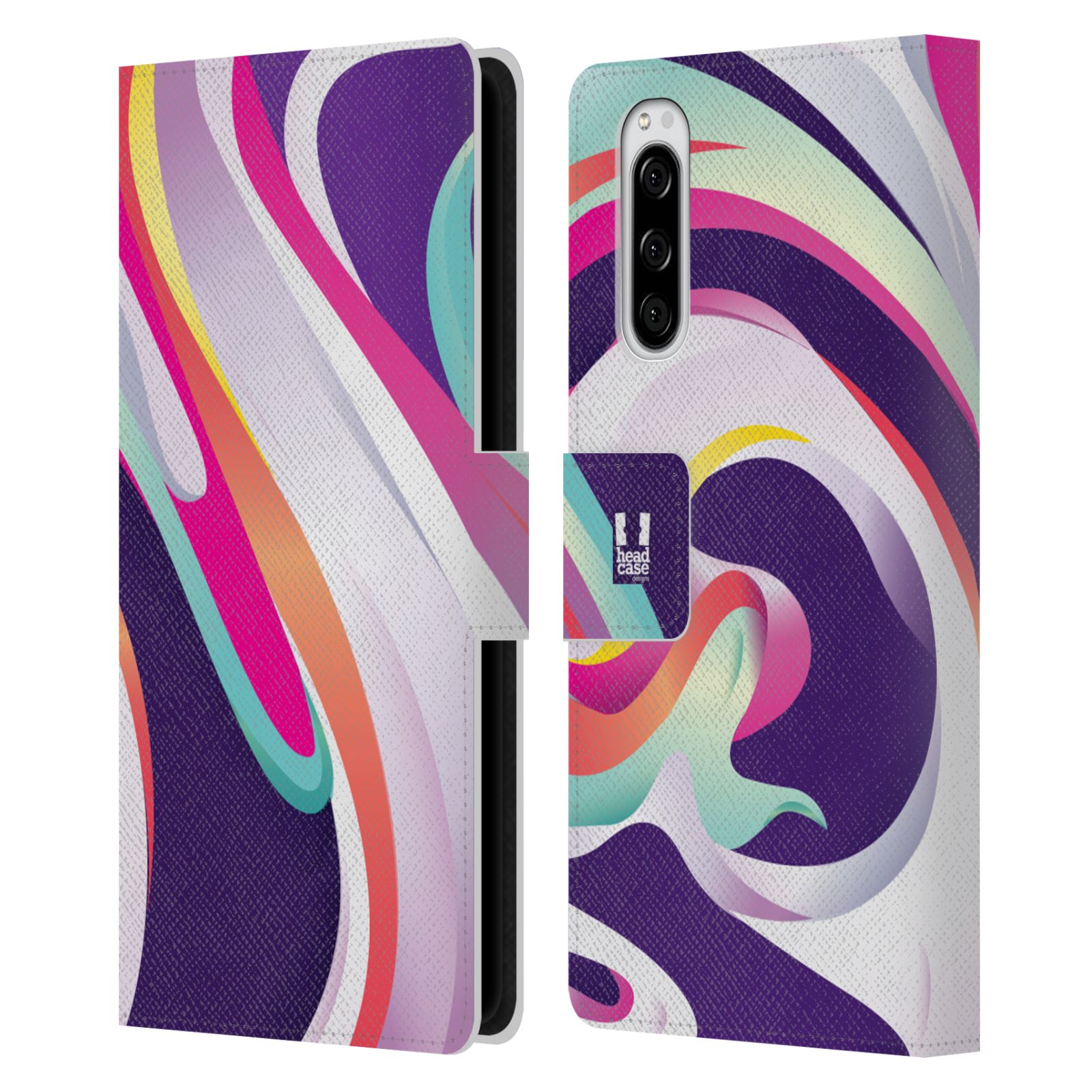 Pouzdro pro mobil Sony Xperia 5  - Šlehaný mramor barevný fialová