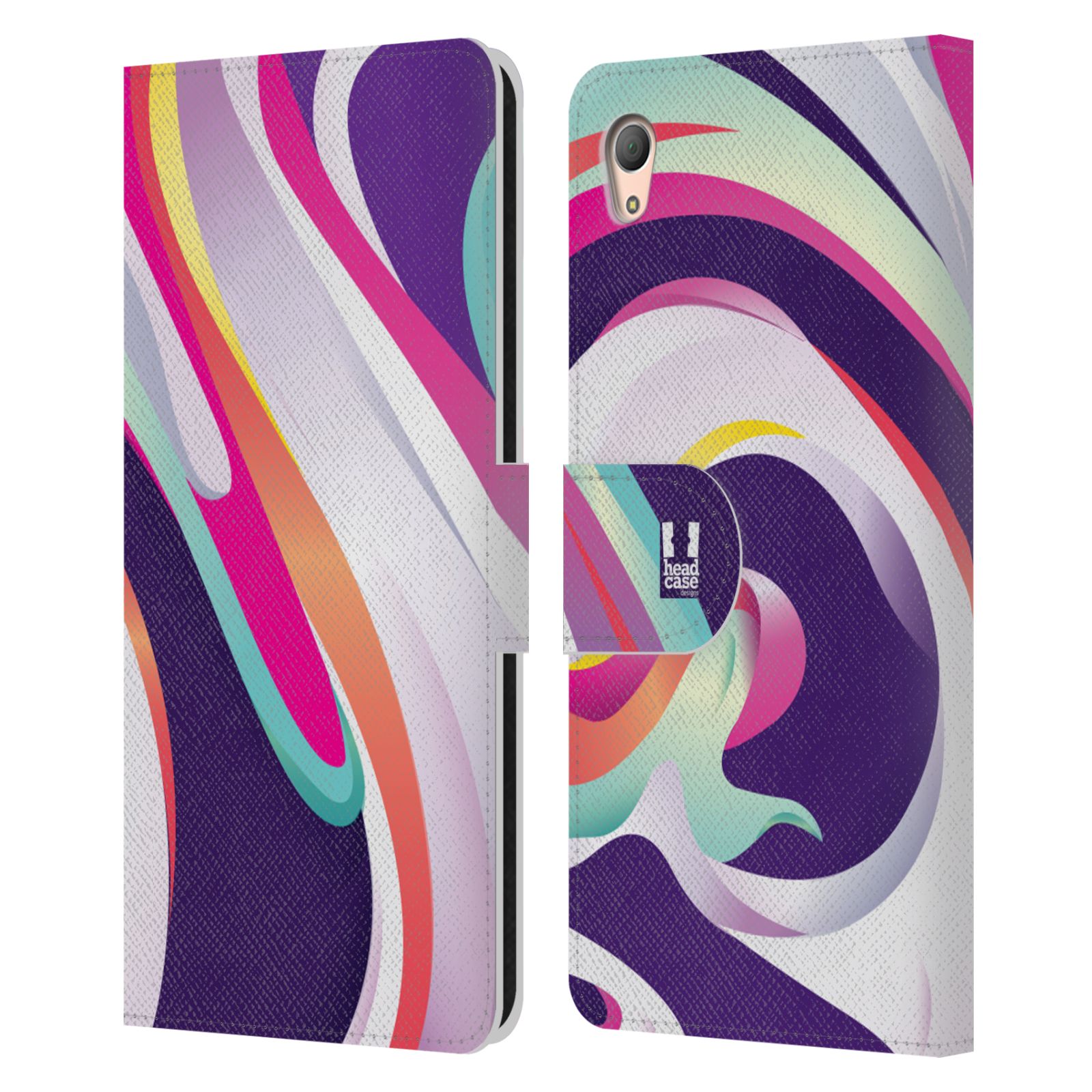 HEAD CASE Flipové pouzdro pro mobil SONY XPERIA Z3+ (PLUS) barevný mramor GELATO fialová a růžová