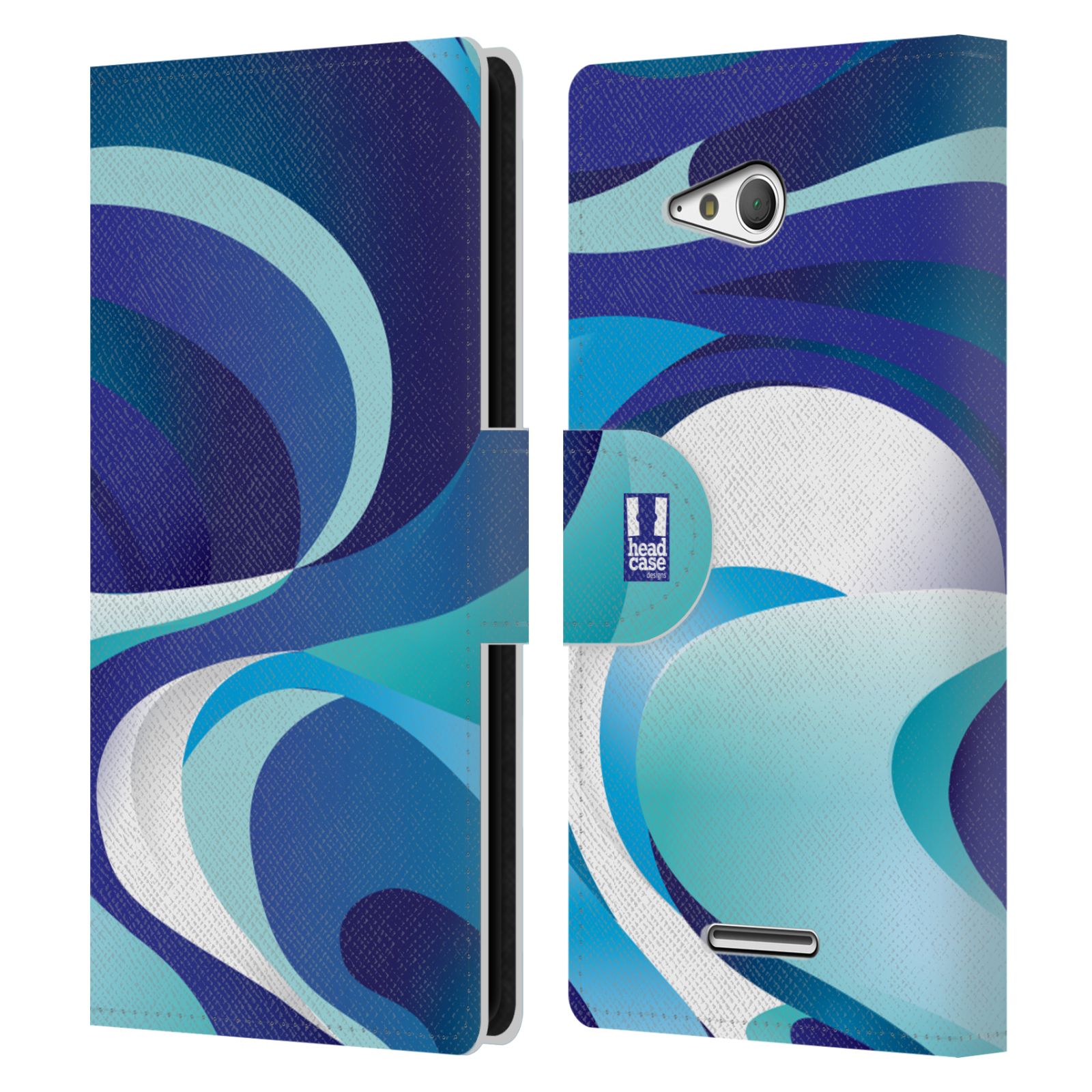 HEAD CASE Flipové pouzdro pro mobil SONY XPERIA E4g barevný mramor modrá AQUA
