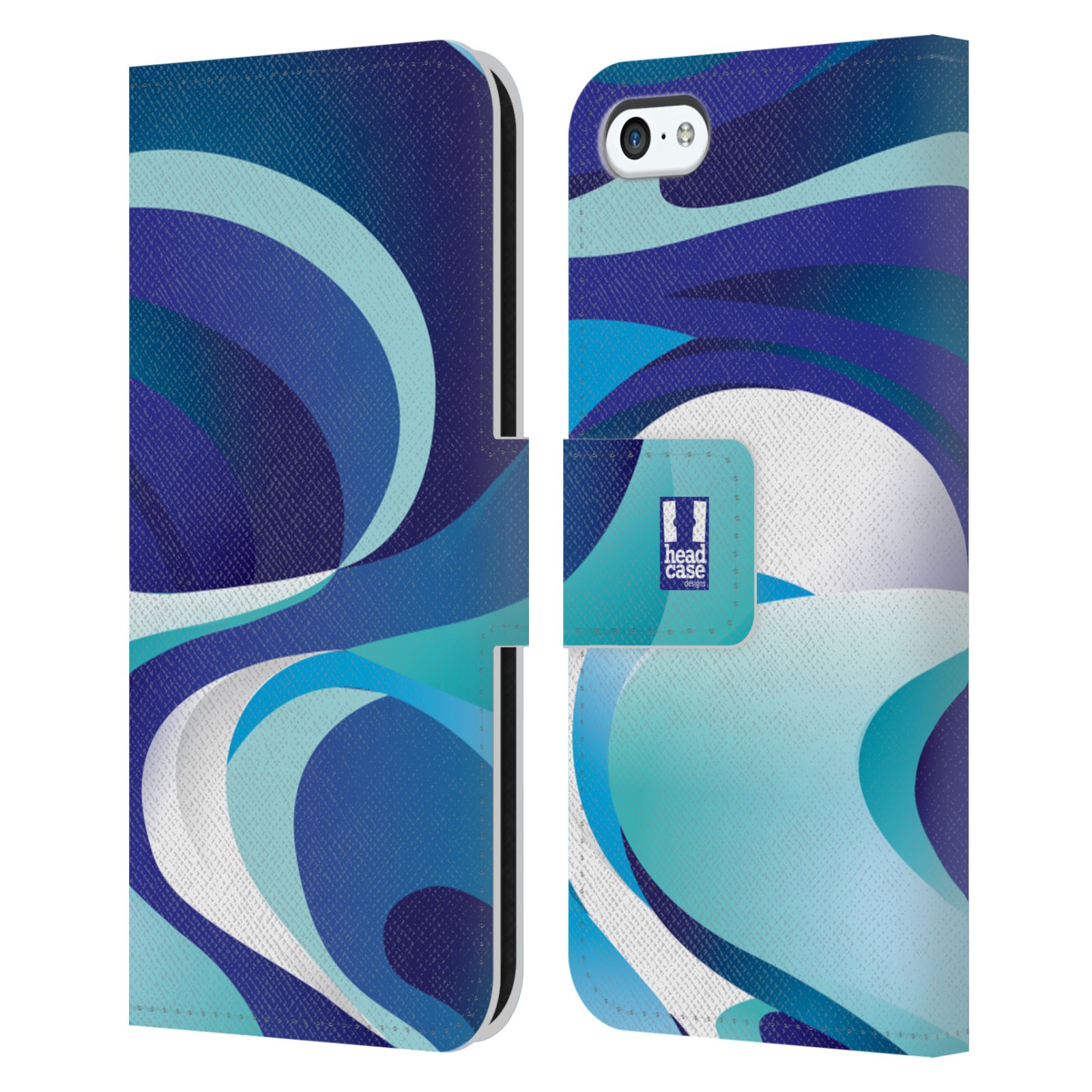 HEAD CASE Flipové pouzdro pro mobil Apple Iphone 5C barevný mramor modrá AQUA