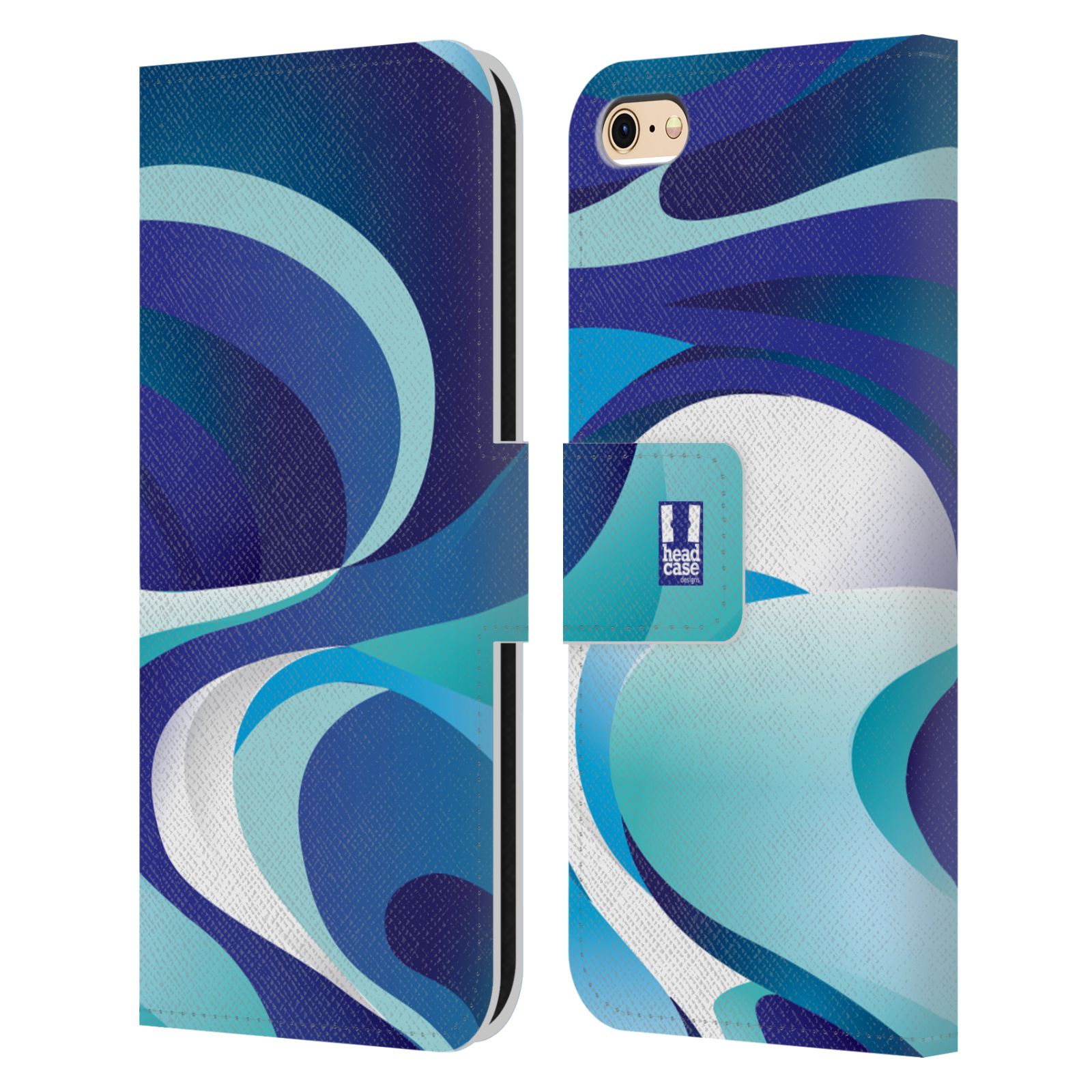 HEAD CASE Flipové pouzdro pro mobil Apple Iphone 6/6s barevný mramor modrá AQUA