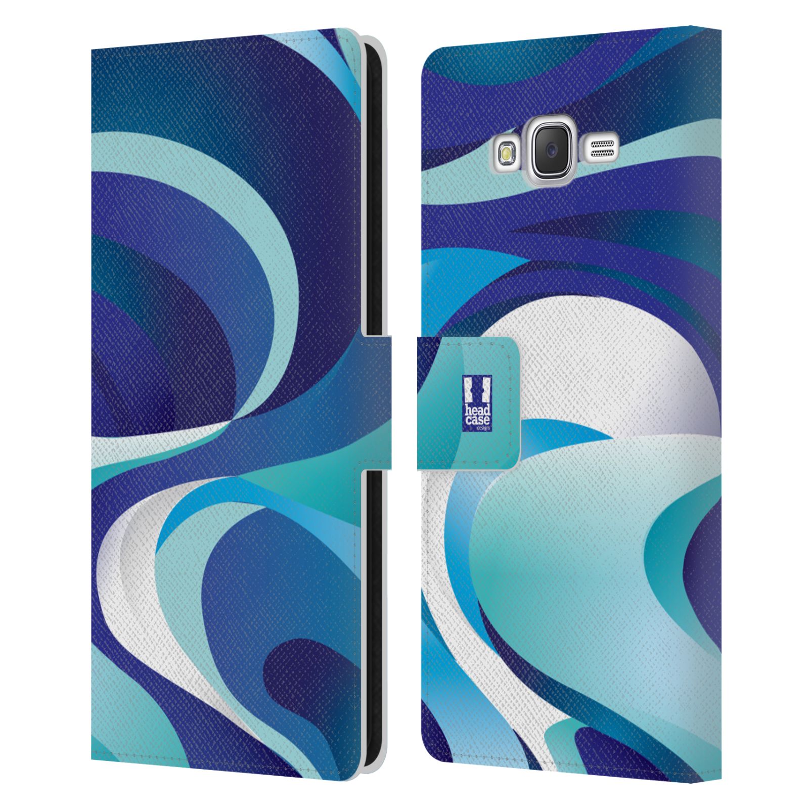 HEAD CASE Flipové pouzdro pro mobil Samsung Galaxy J7, J700 barevný mramor modrá AQUA