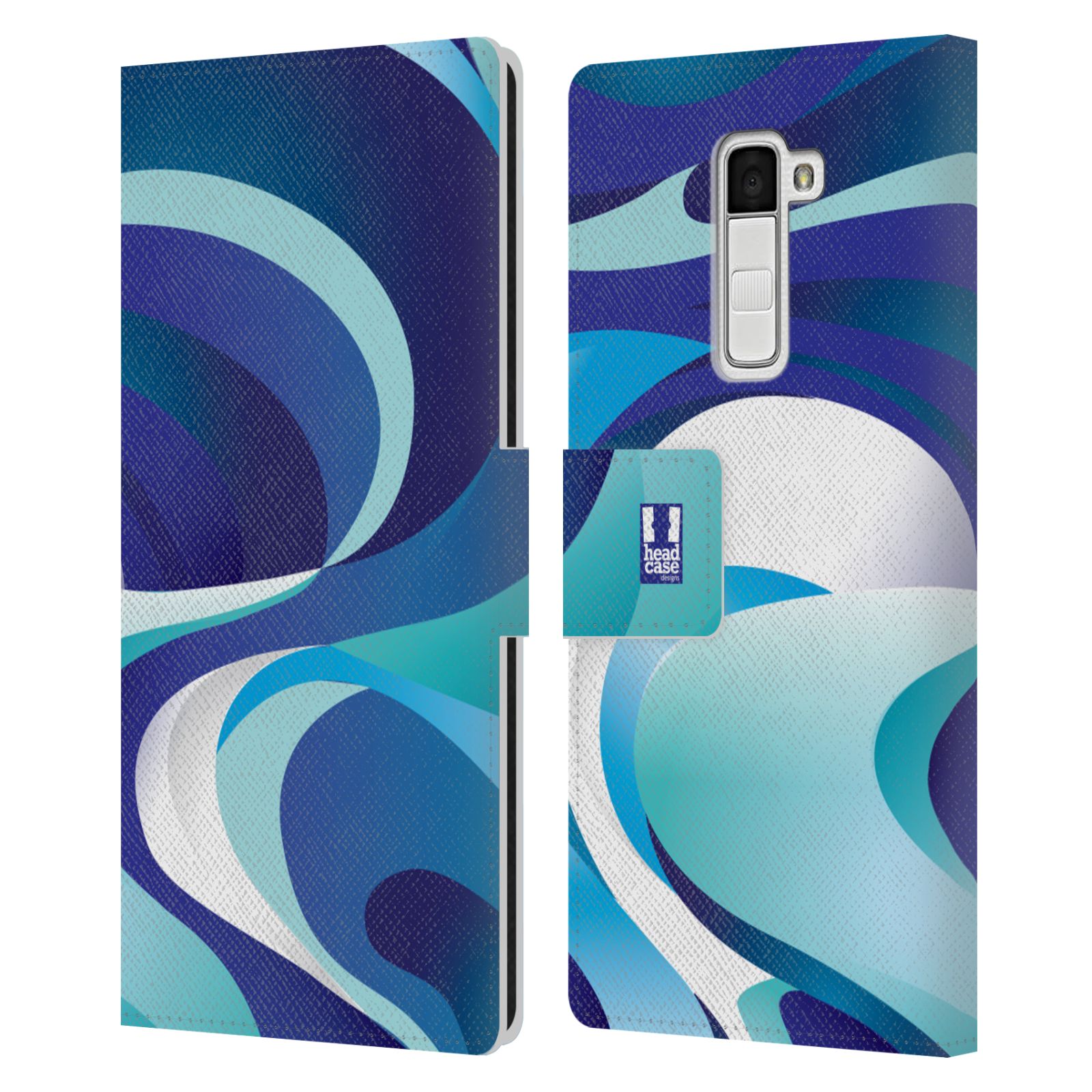 HEAD CASE Flipové pouzdro pro mobil LG K10 barevný mramor modrá AQUA