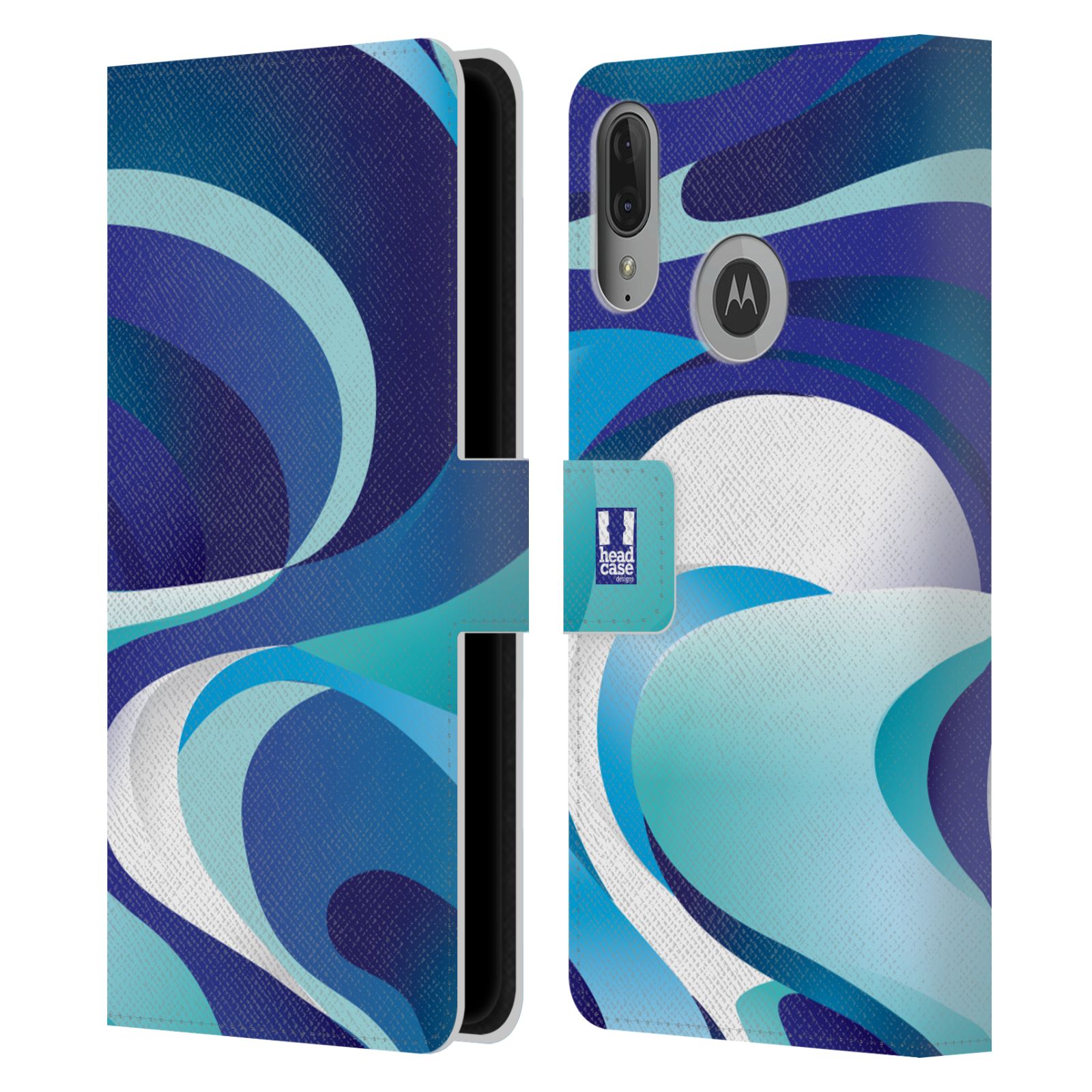 Pouzdro pro mobil Motorola Moto E6 PLUS  - Šlehaný mramor barevný modrá