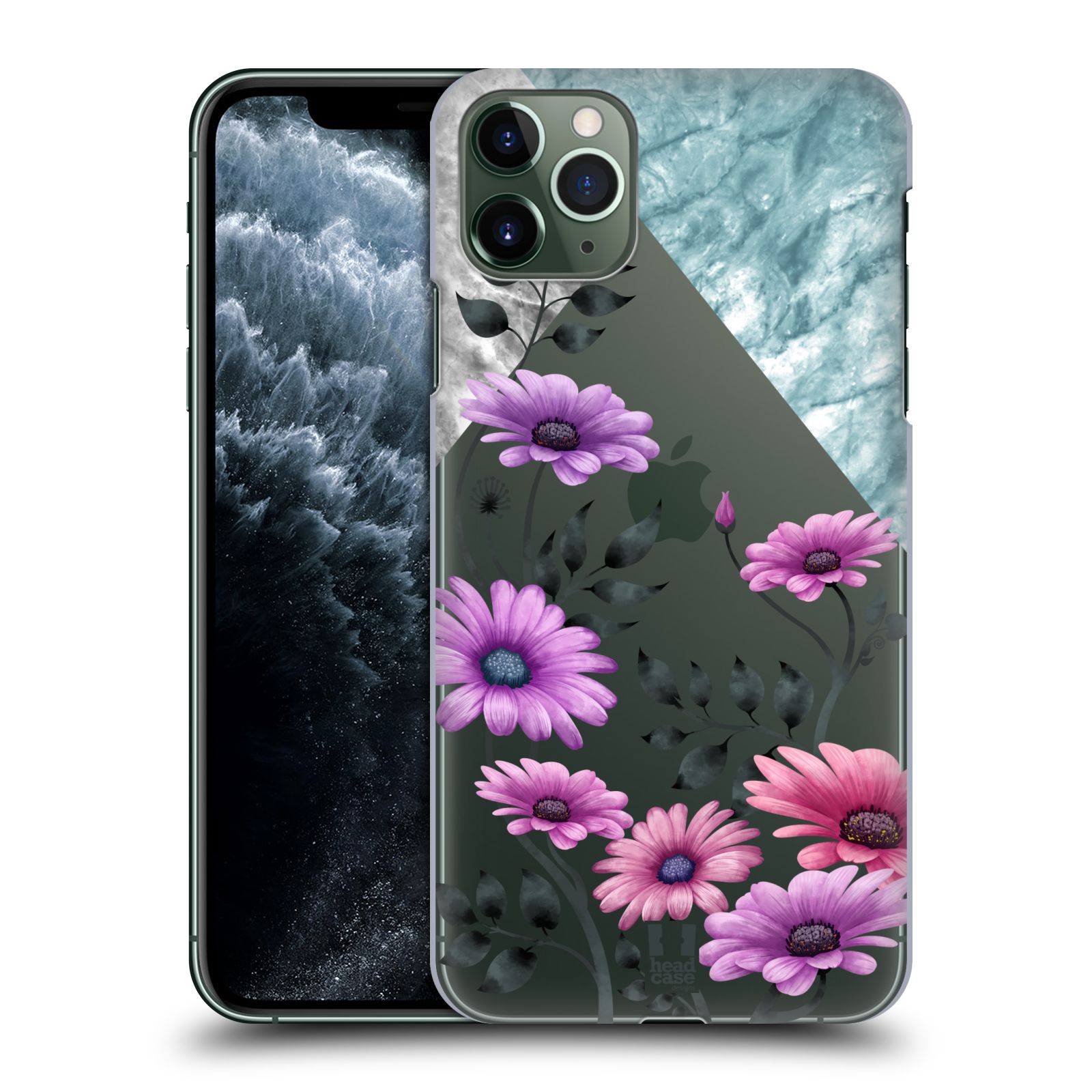 Pouzdro na mobil Apple Iphone 11 PRO MAX - HEAD CASE - květiny hvězdnice, Aster fialová a modrá