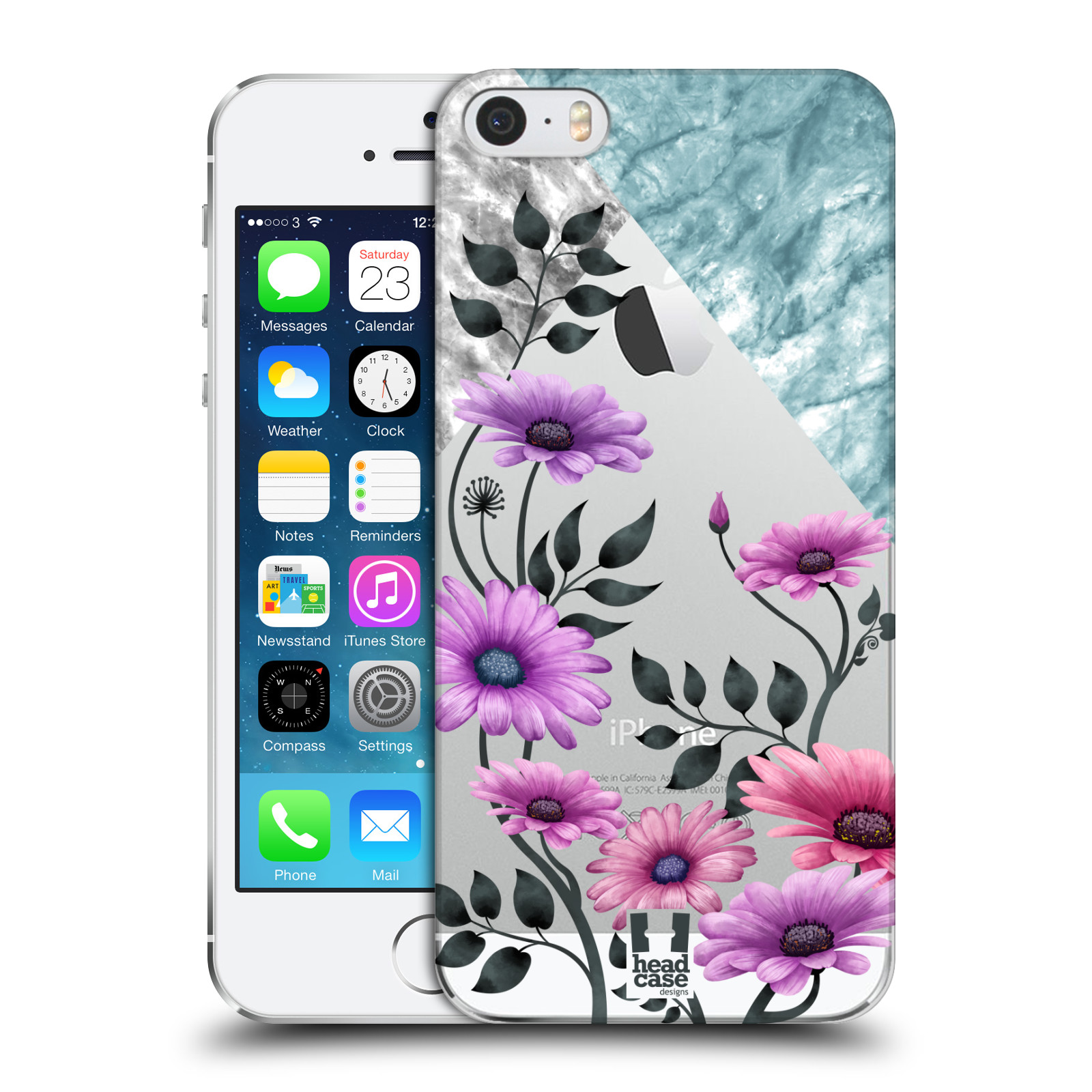 Plastové pouzdro pro mobil Apple Iphone 5 / 5S / SE květiny hvězdnice, Aster fialová a modrá