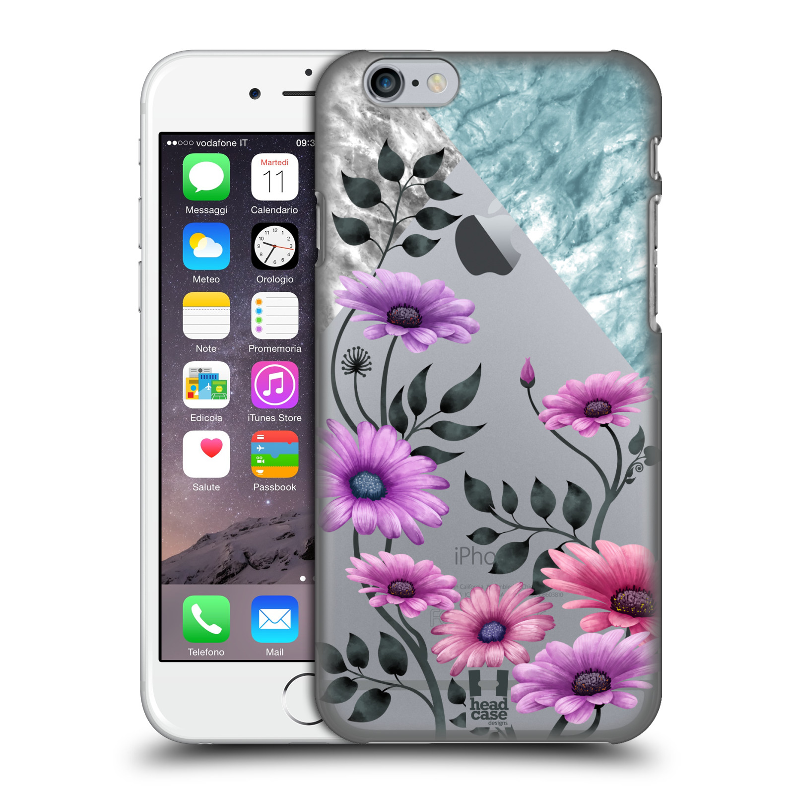 Plastové pouzdro pro mobil Apple Iphone 6/6S květiny hvězdnice, Aster fialová a modrá