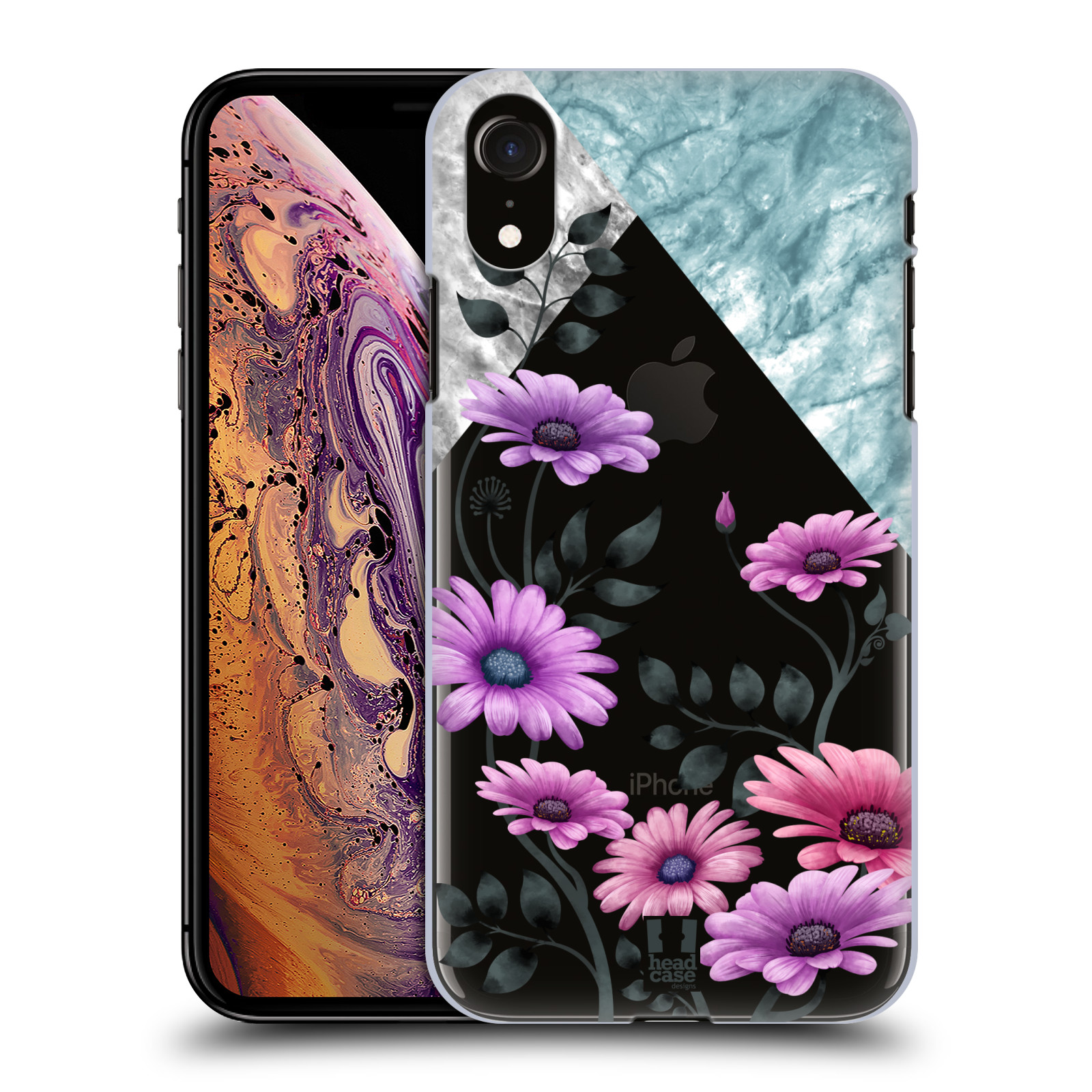 HEAD CASE plastový obal na mobil Apple Iphone XR květiny hvězdnice, Aster fialová a modrá