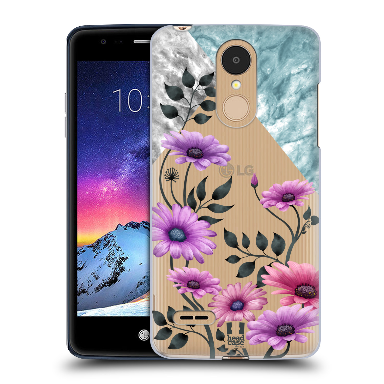 HEAD CASE plastový obal na mobil LG K9 / K8 2018 květiny hvězdnice, Aster fialová a modrá