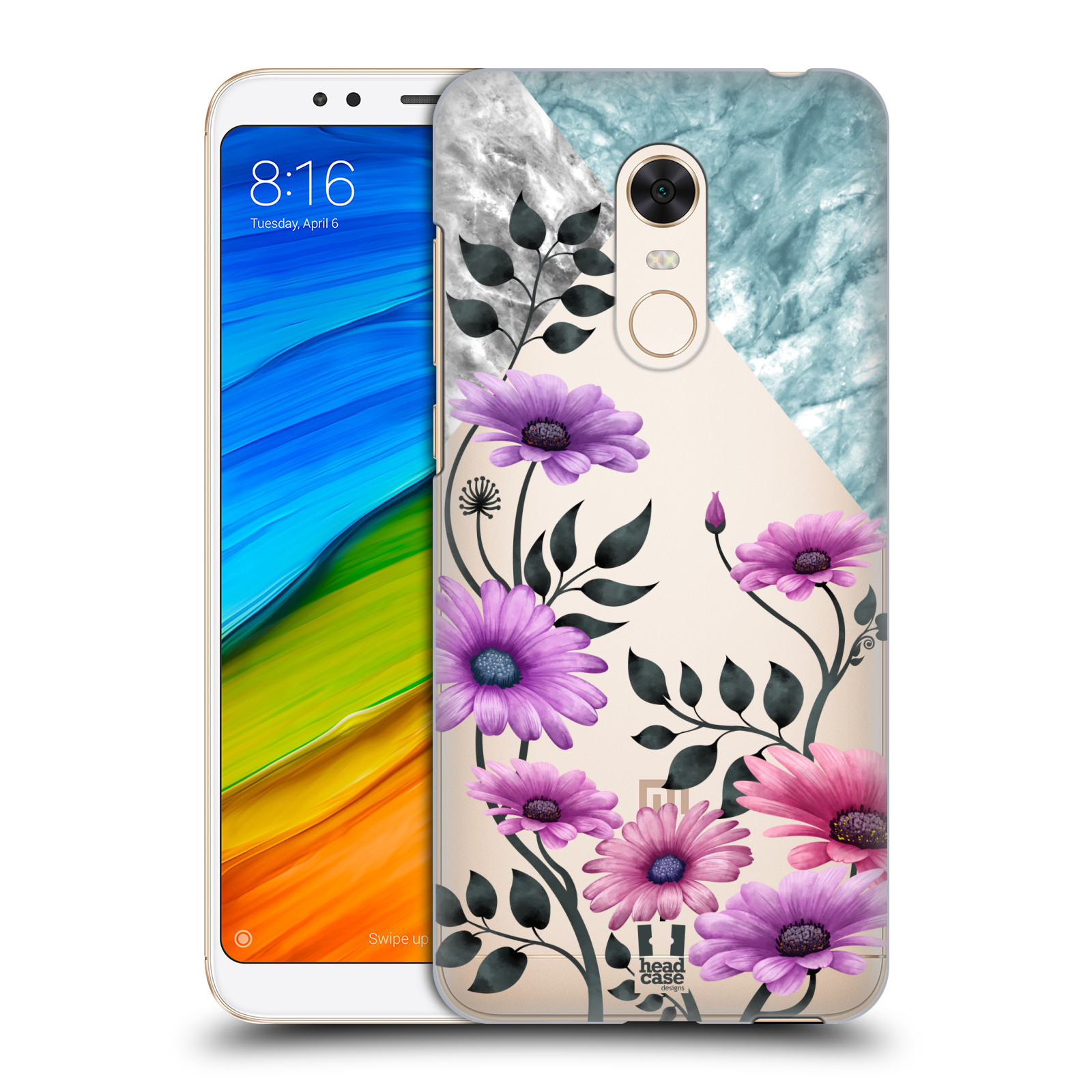 HEAD CASE plastový obal na mobil Xiaomi Redmi 5 PLUS květiny hvězdnice, Aster fialová a modrá
