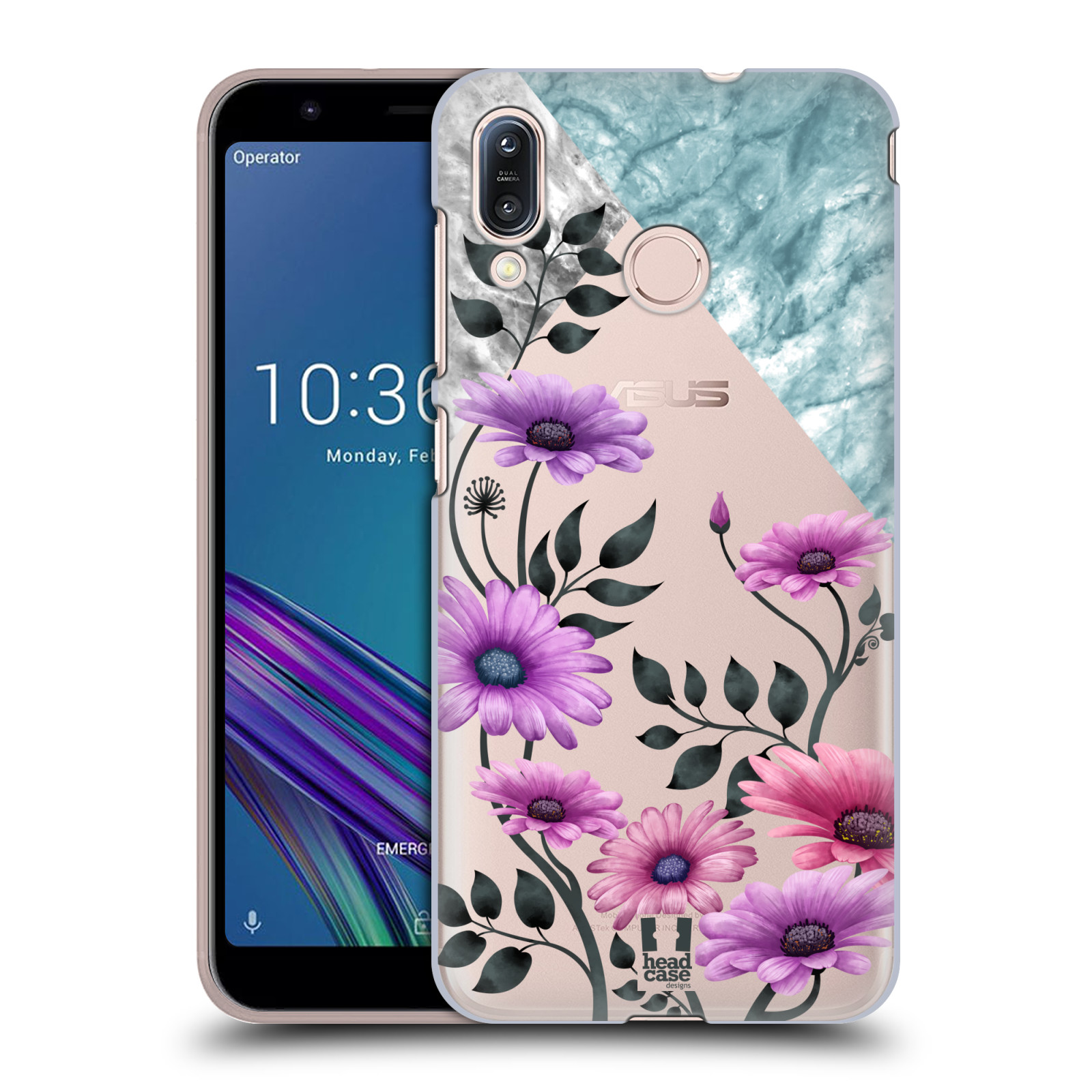 Pouzdro na mobil Asus Zenfone Max M1 (ZB555KL) - HEAD CASE - květiny hvězdnice, Aster fialová a modrá