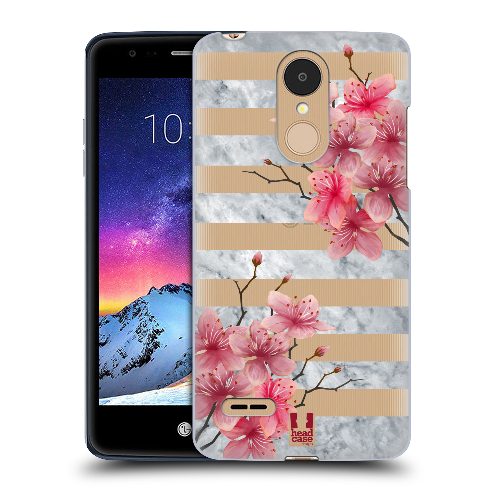 HEAD CASE plastový obal na mobil LG K9 / K8 2018 růžové květy v rozkvětu a mramor