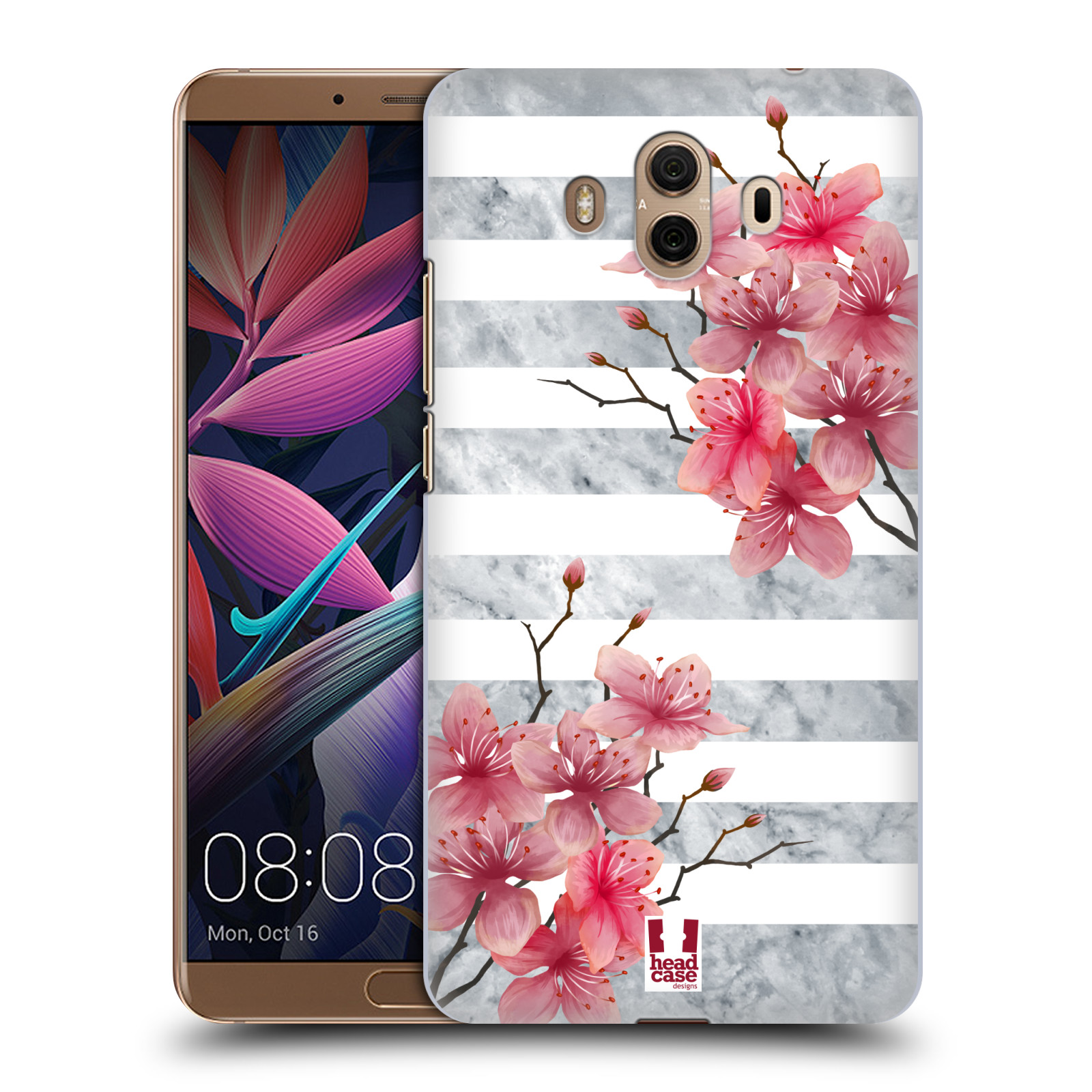 HEAD CASE plastový obal na mobil Huawei Mate 10 růžové květy v rozkvětu a mramor