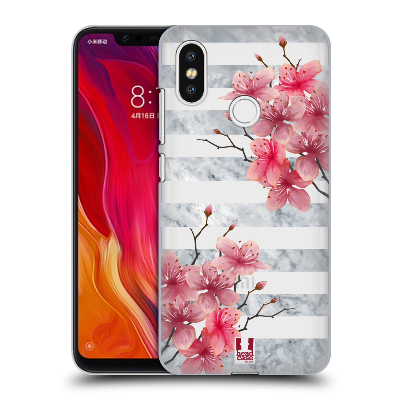 HEAD CASE plastový obal na mobil Xiaomi Mi 8 růžové květy v rozkvětu a mramor