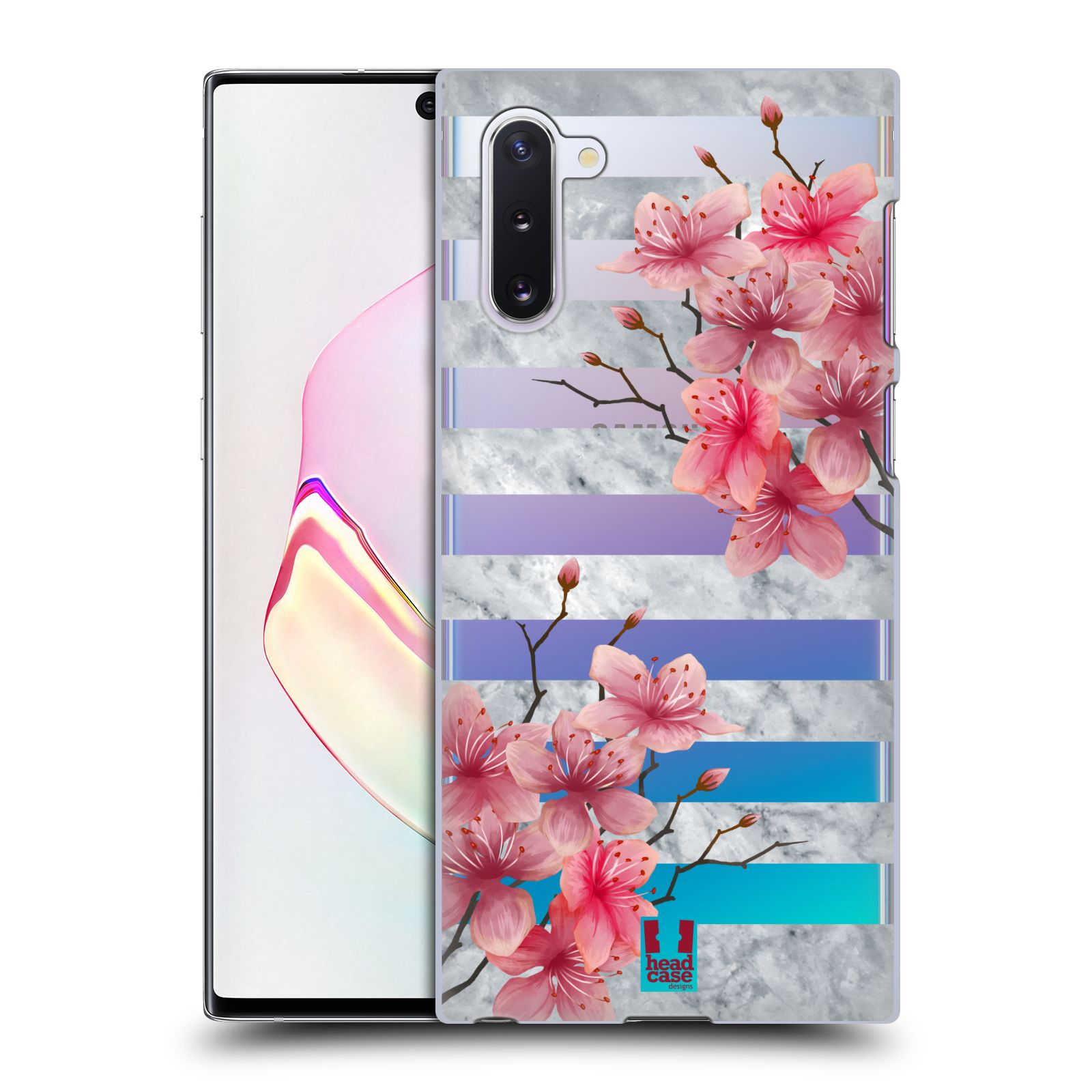 Pouzdro na mobil Samsung Galaxy Note 10 - HEAD CASE - růžové květy v rozkvětu a mramor