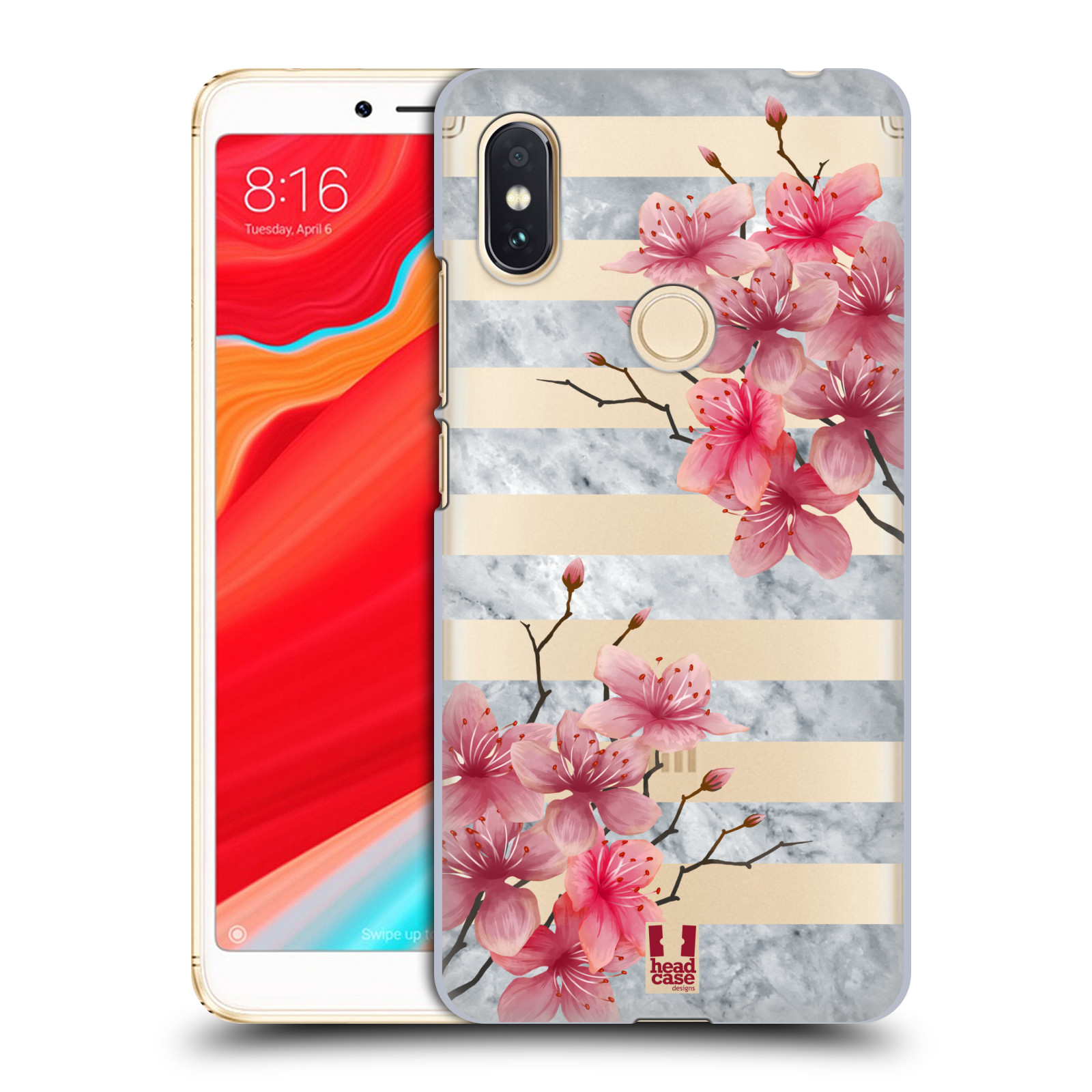 HEAD CASE plastový obal na mobil Xiaomi Redmi S2 růžové květy v rozkvětu a mramor