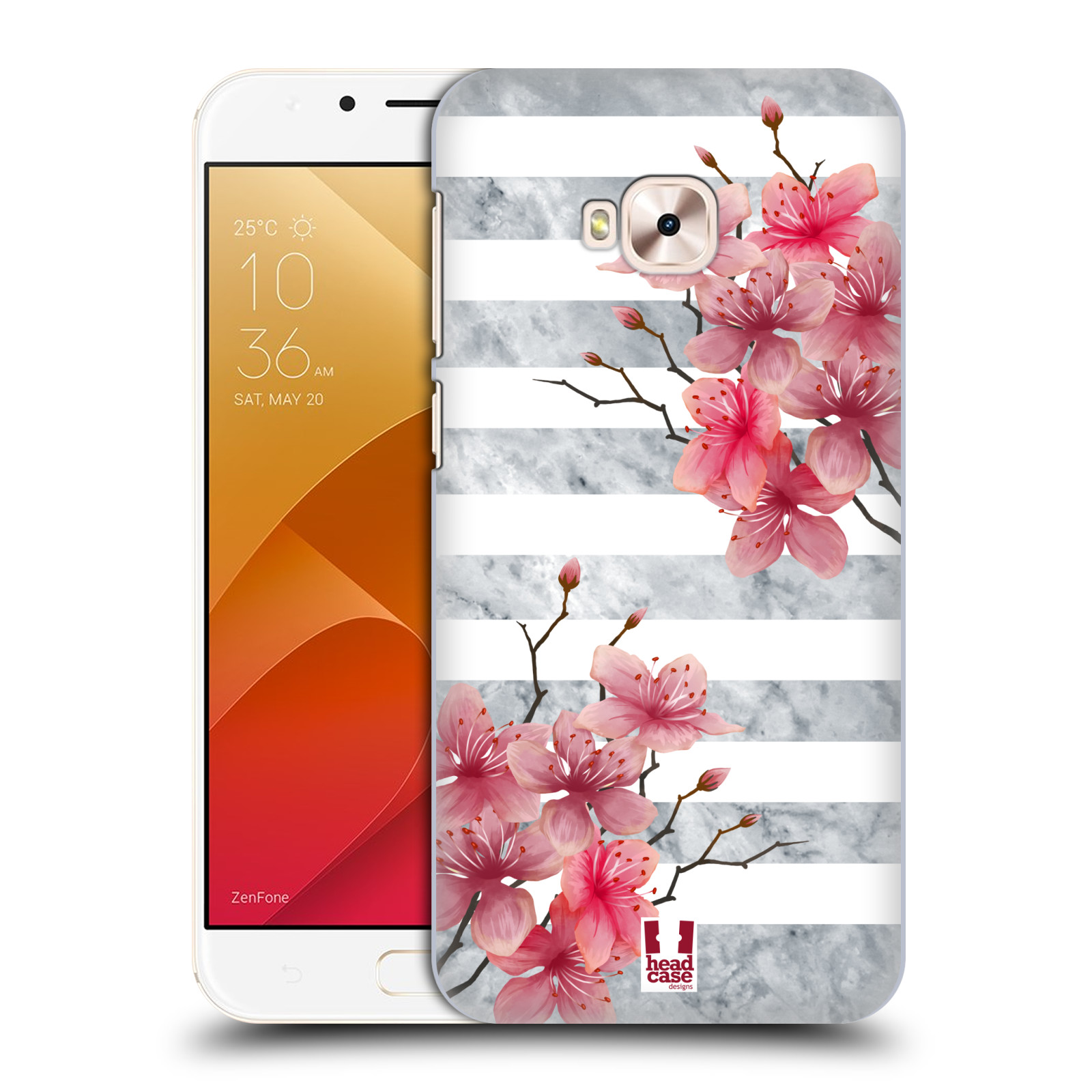 HEAD CASE plastový obal na mobil Asus Zenfone 4 Selfie Pro ZD552KL růžové květy v rozkvětu a mramor