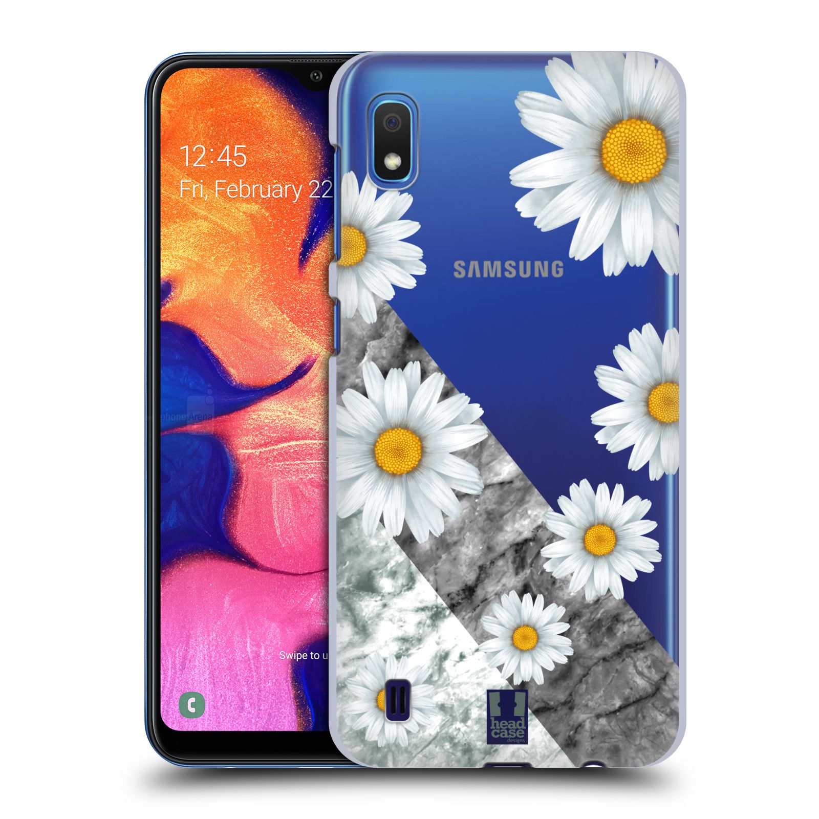 Pouzdro na mobil Samsung Galaxy A10 - HEAD CASE - květina sedmikráska a mramor