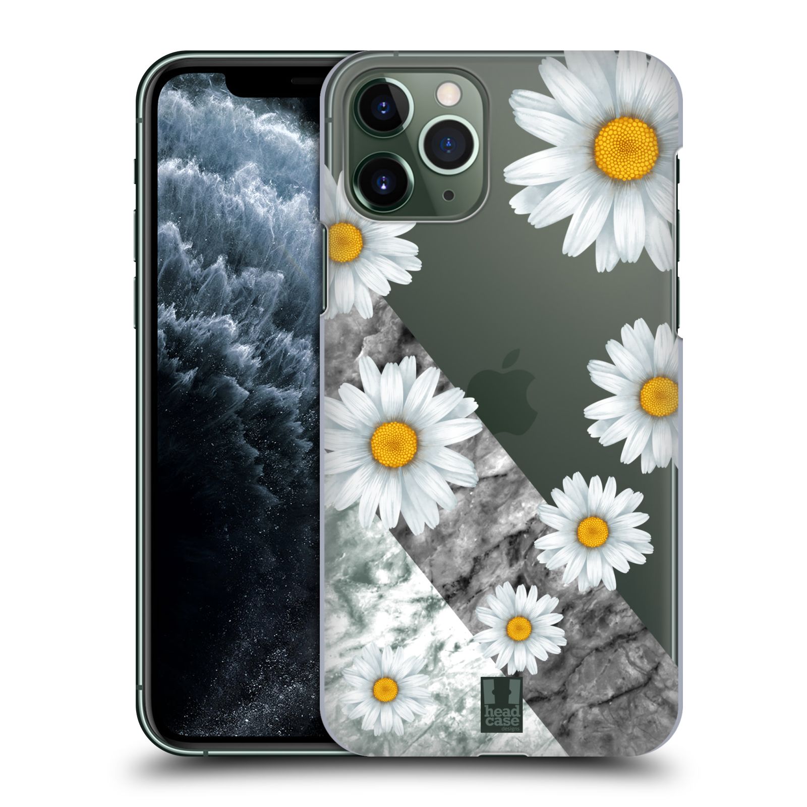 Pouzdro na mobil Apple Iphone 11 PRO - HEAD CASE - květina sedmikráska a mramor