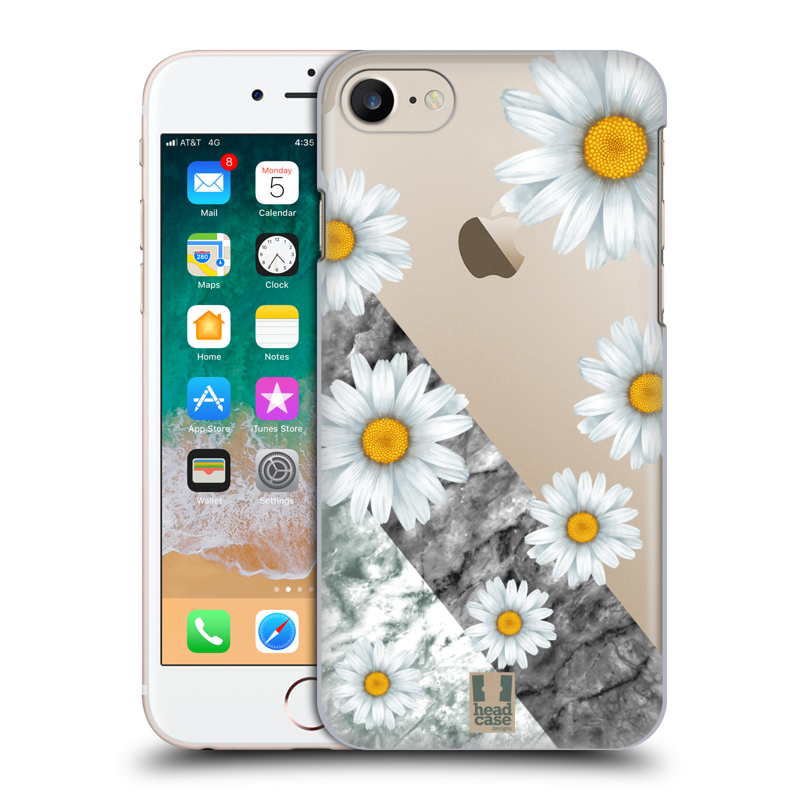 Plastové pouzdro pro mobil Apple Iphone 7/8/SE 2020 květina sedmikráska a mramor