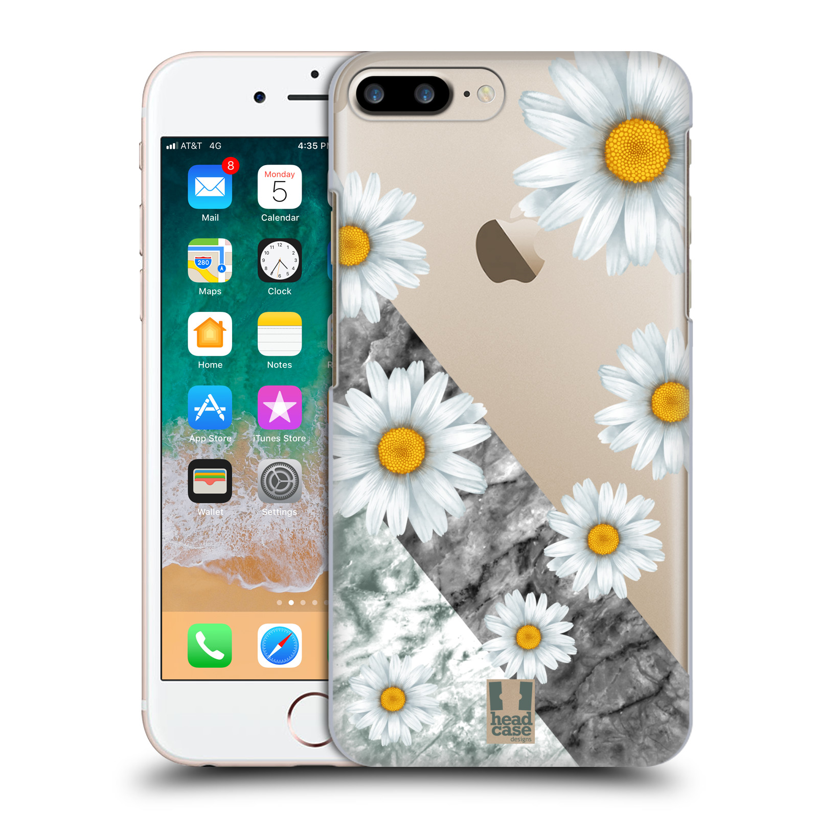 Plastové pouzdro pro mobil Apple Iphone 8 PLUS květina sedmikráska a mramor