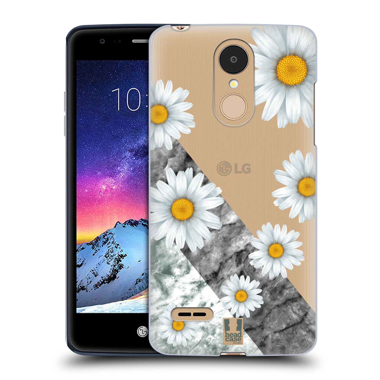 HEAD CASE plastový obal na mobil LG K9 / K8 2018 květina sedmikráska a mramor