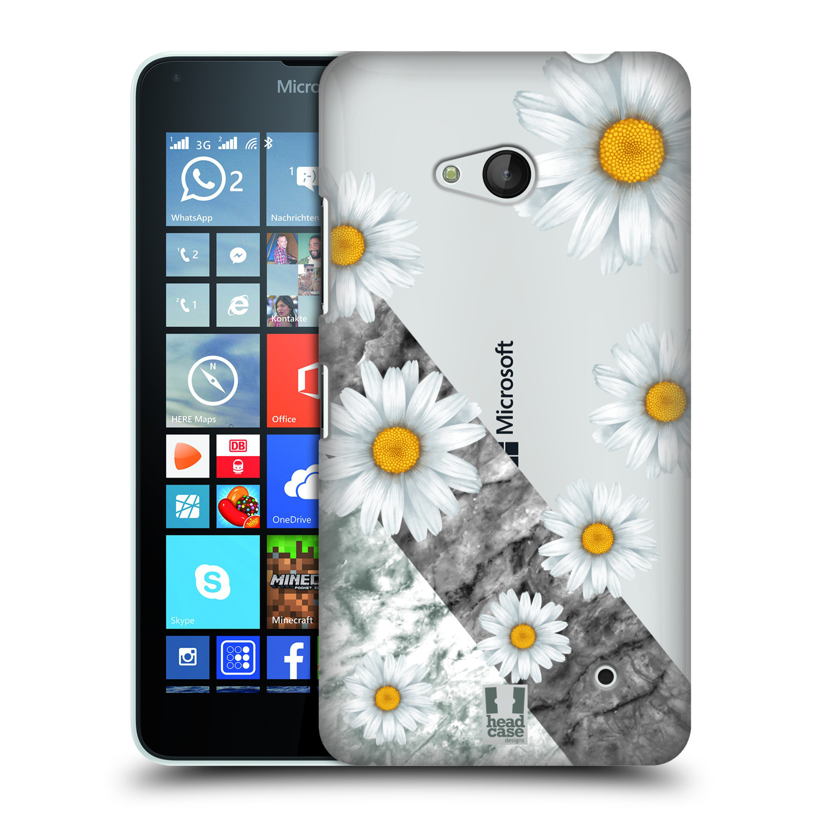 HEAD CASE plastový obal na mobil Nokia Lumia 640 květina sedmikráska a mramor