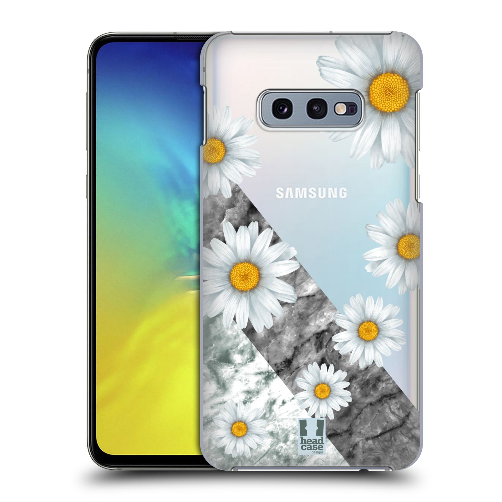 Pouzdro na mobil Samsung Galaxy S10e - HEAD CASE - květina sedmikráska a mramor