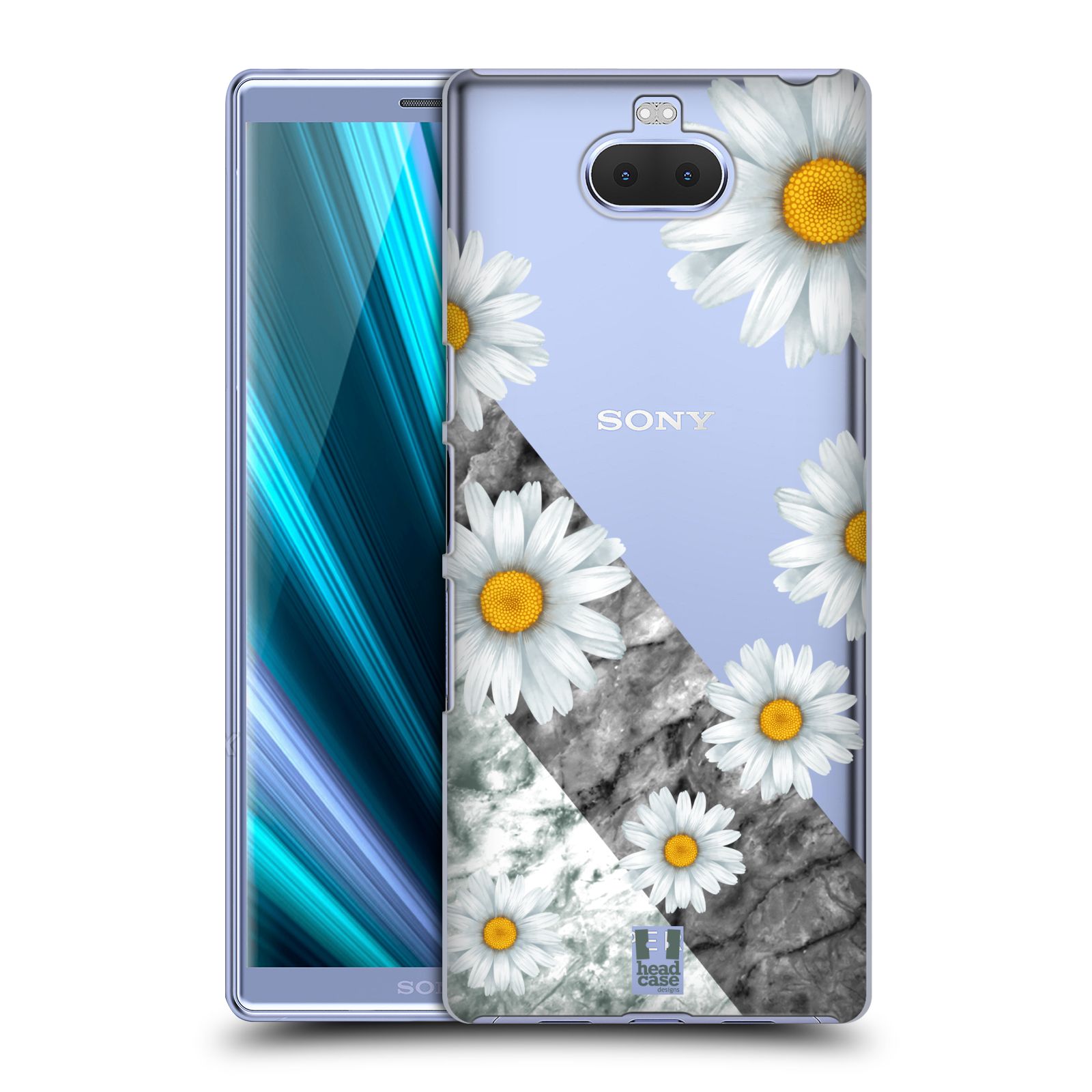 Pouzdro na mobil Sony Xperia 10 Plus - Head Case - květina sedmikráska a mramor