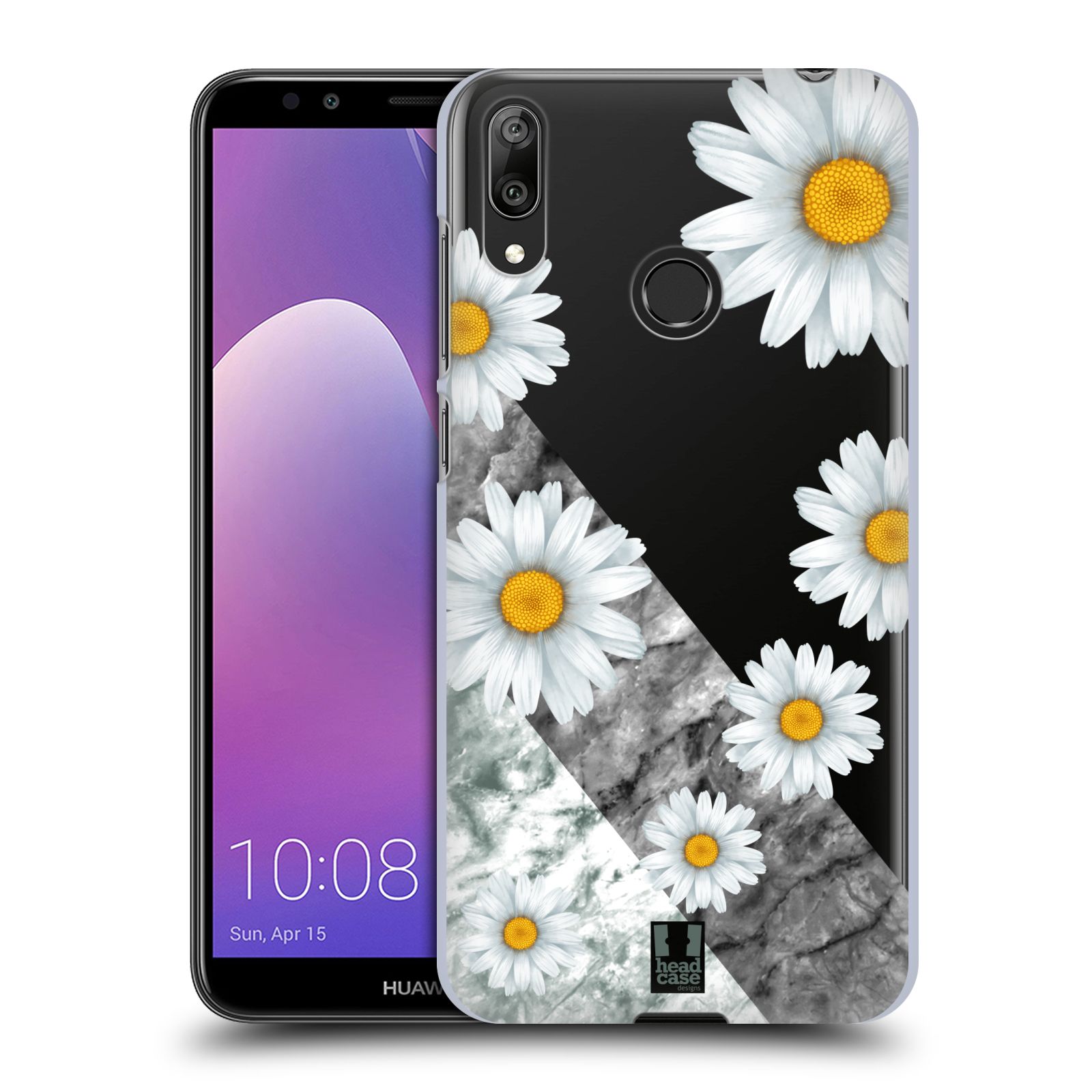 Pouzdro na mobil Huawei Y7 2019 - Head Case - květina sedmikráska a mramor