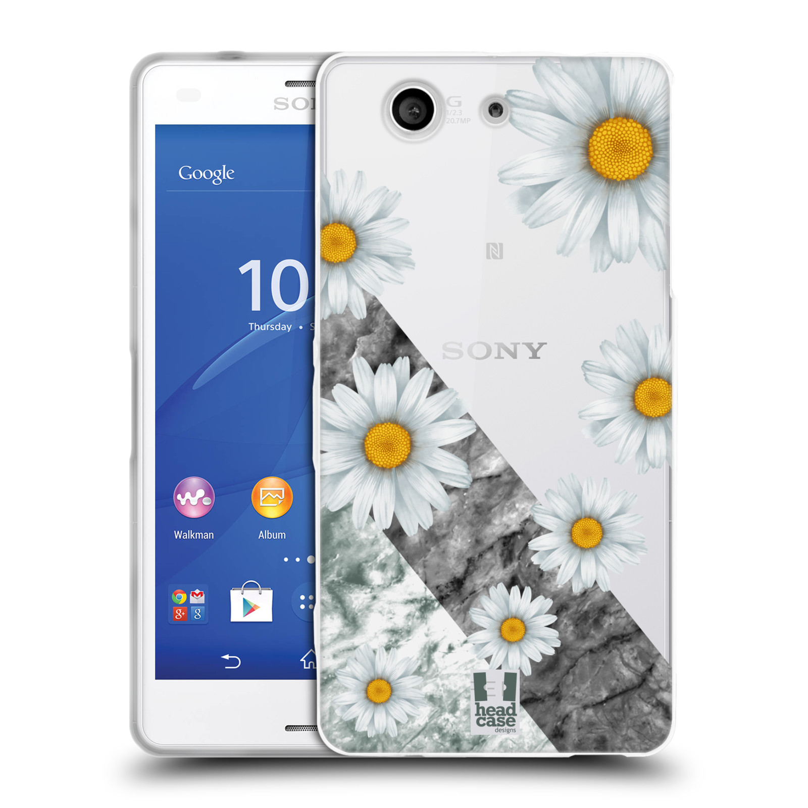 HEAD CASE silikonový obal na mobil Sony Xperia Z3 COMPACT květina sedmikráska a mramor
