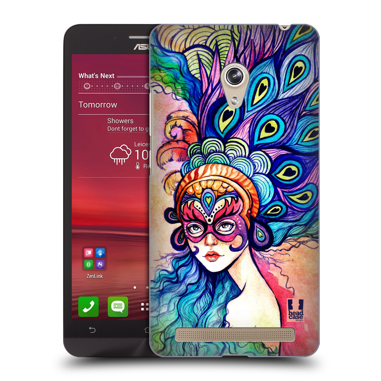 HEAD CASE plastový obal na mobil Asus Zenfone 6 vzor Maškarní ples masky kreslené vzory MODRÉ PÍRKA