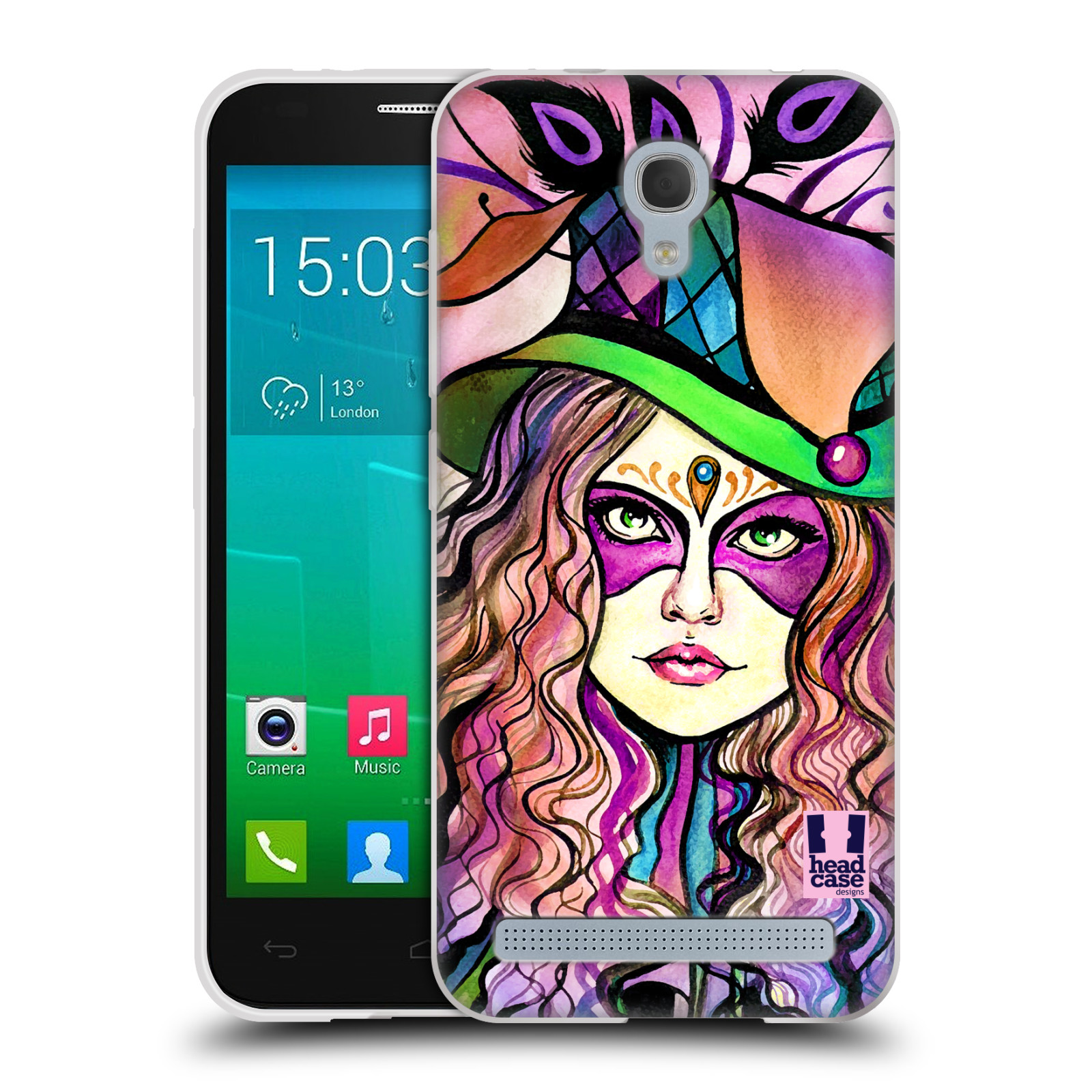 HEAD CASE silikonový obal na mobil Alcatel Idol 2 MINI S 6036Y vzor Maškarní ples masky kreslené vzory KLOBOUK
