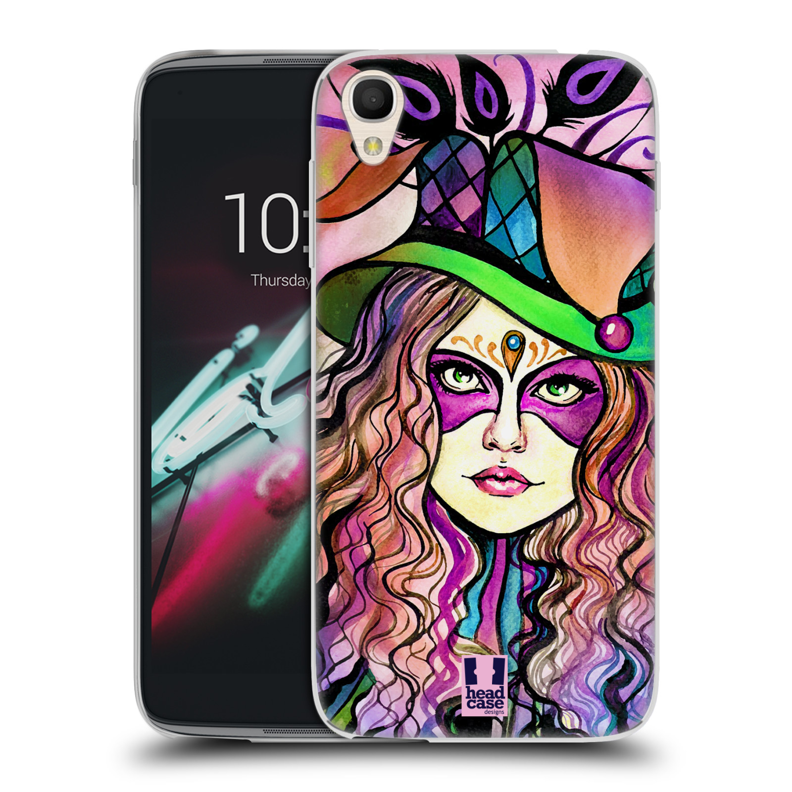 HEAD CASE silikonový obal na mobil Alcatel Idol 3 OT-6039Y (4.7) vzor Maškarní ples masky kreslené vzory KLOBOUK
