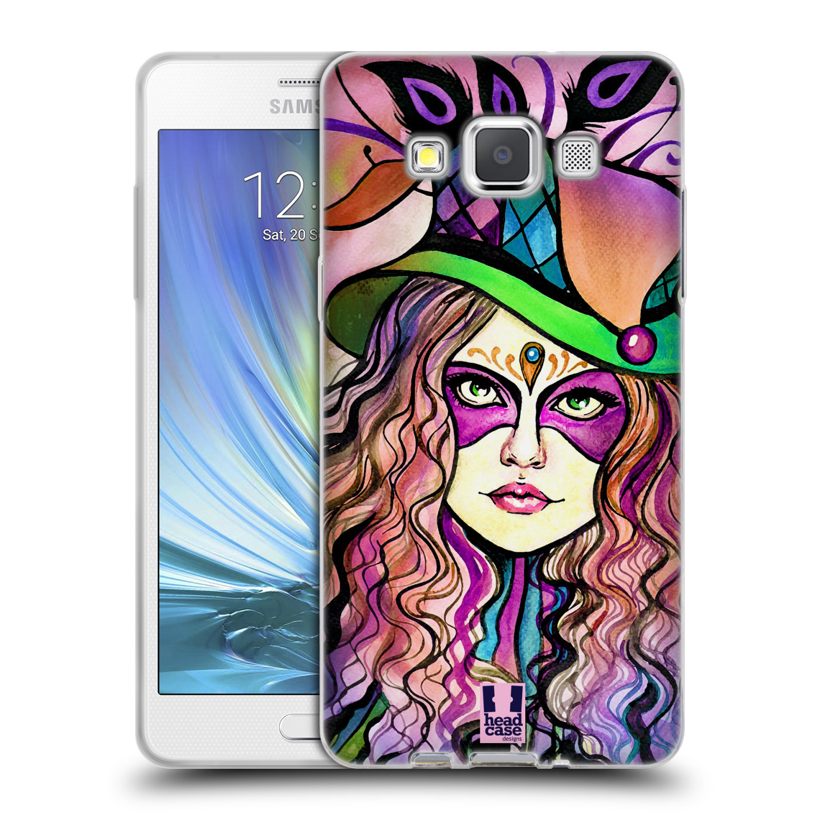 HEAD CASE silikonový obal na mobil Samsung Galaxy A5 vzor Maškarní ples masky kreslené vzory KLOBOUK