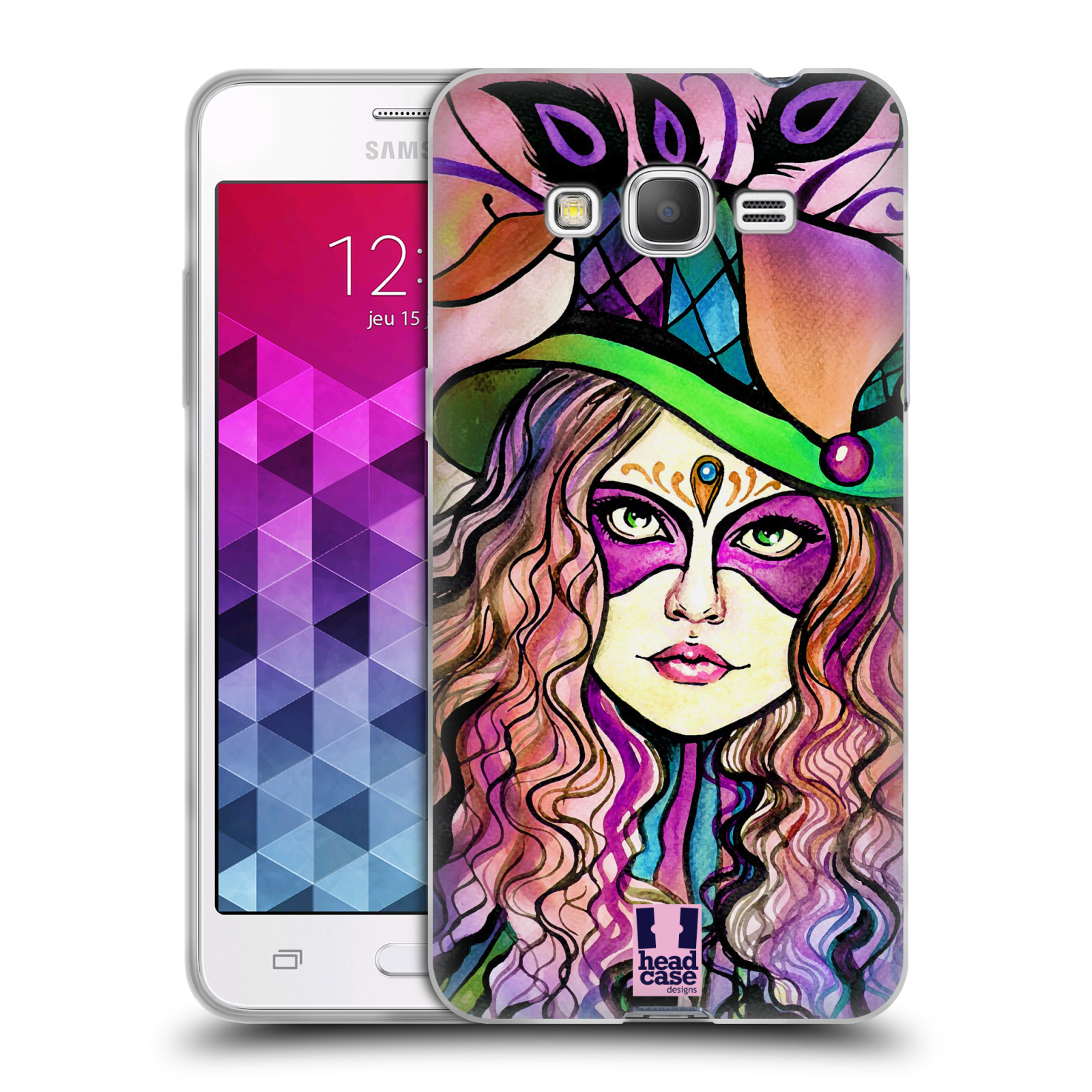 HEAD CASE silikonový obal na mobil Samsung Galaxy GRAND PRIME vzor Maškarní ples masky kreslené vzory KLOBOUK