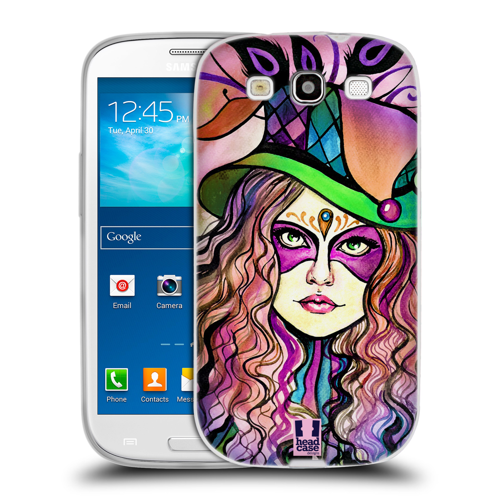 HEAD CASE silikonový obal na mobil Samsung Galaxy S3 i9300 vzor Maškarní ples masky kreslené vzory KLOBOUK