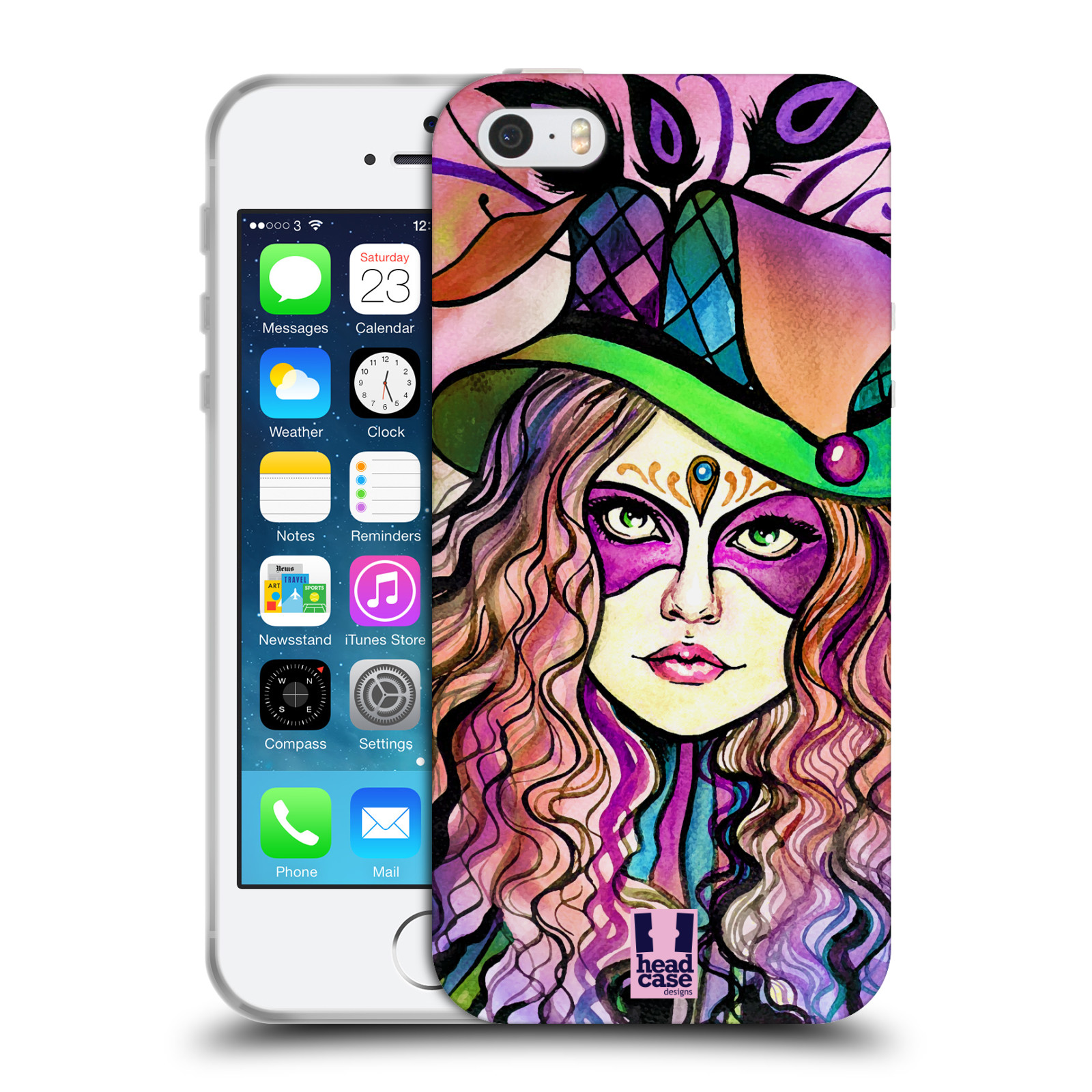 HEAD CASE silikonový obal na mobil Apple Iphone 5/5S vzor Maškarní ples masky kreslené vzory KLOBOUK