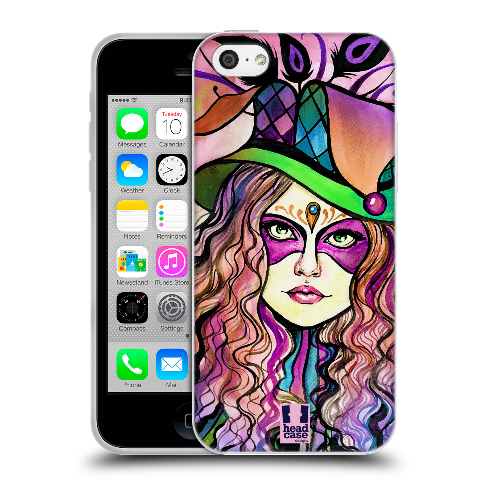 HEAD CASE silikonový obal na mobil Apple Iphone 5C vzor Maškarní ples masky kreslené vzory KLOBOUK