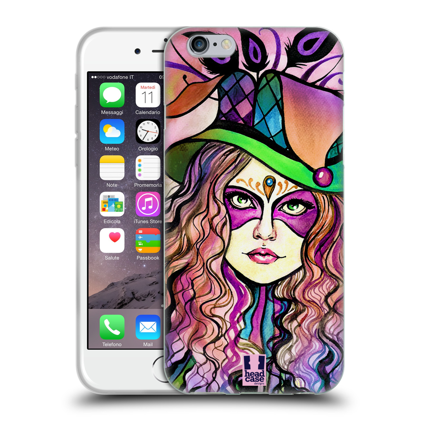 HEAD CASE silikonový obal na mobil Apple Iphone 6/6S vzor Maškarní ples masky kreslené vzory KLOBOUK