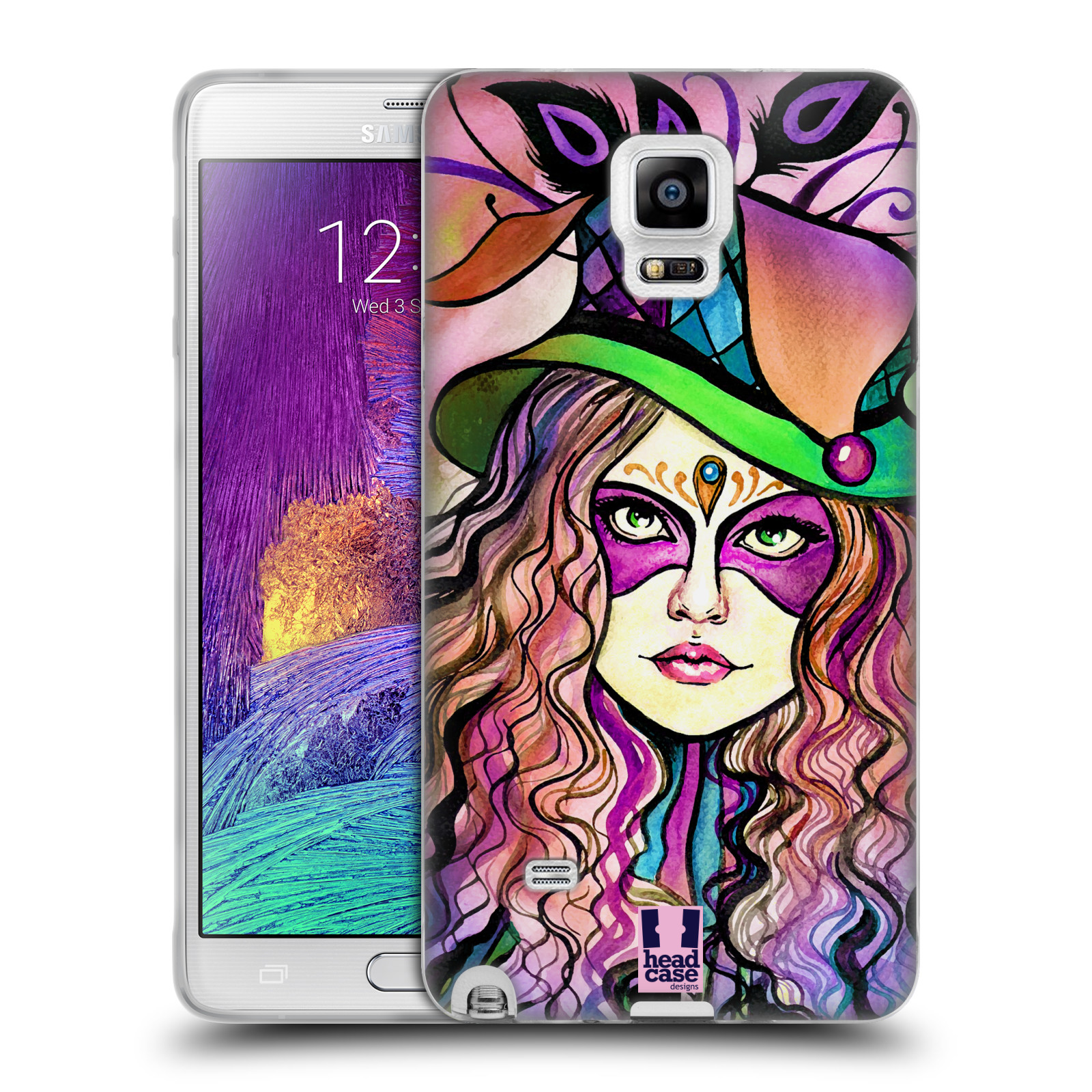 HEAD CASE silikonový obal na mobil Samsung Galaxy Note 4 (N910) vzor Maškarní ples masky kreslené vzory KLOBOUK