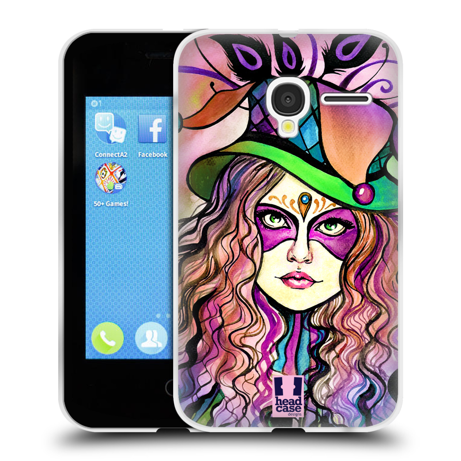 HEAD CASE silikonový obal na mobil Alcatel PIXI 3 OT-4022D (3,5 palcový displej) vzor Maškarní ples masky kreslené vzory KLOBOUK