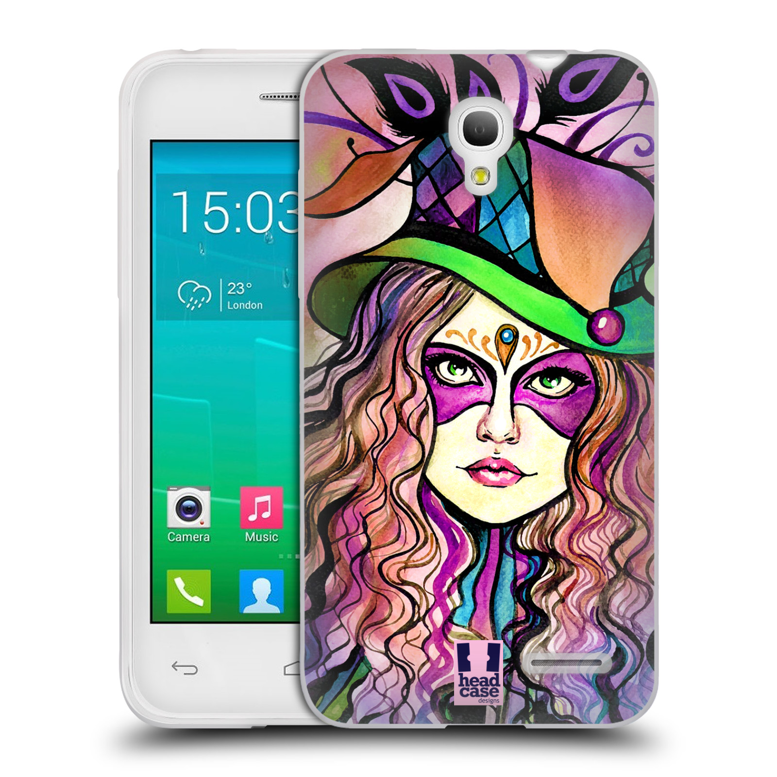 HEAD CASE silikonový obal na mobil Alcatel POP S3 OT-5050Y vzor Maškarní ples masky kreslené vzory KLOBOUK