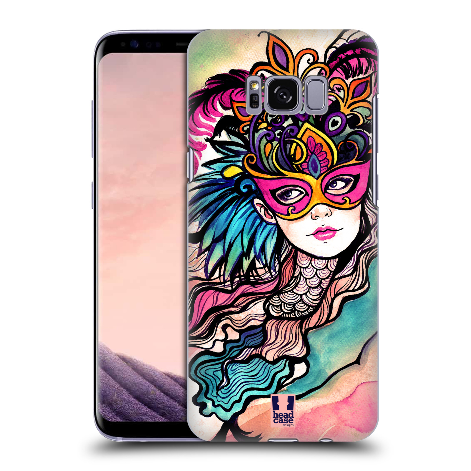HEAD CASE plastový obal na mobil Samsung Galaxy S8 vzor Maškarní ples masky kreslené vzory růžová