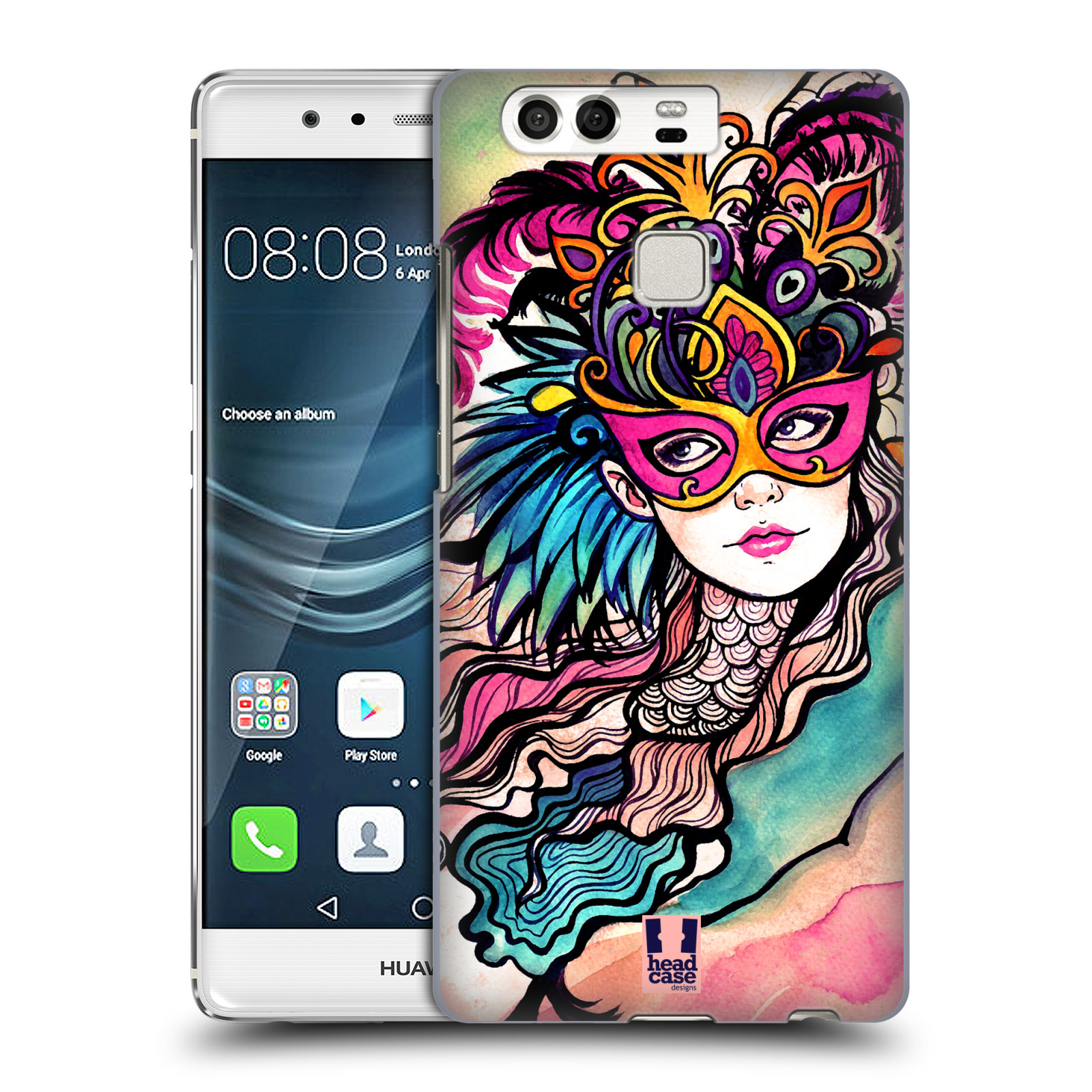 HEAD CASE plastový obal na mobil Huawei P9 / P9 DUAL SIM vzor Maškarní ples masky kreslené vzory růžová