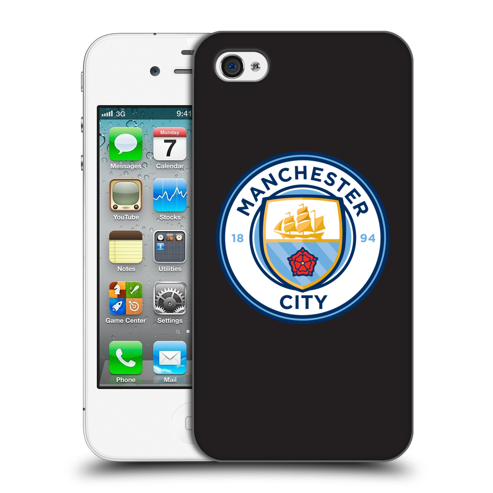 Zadní obal pro mobil Apple Iphone 4/4S - HEAD CASE - Manchester City - Logo černá
