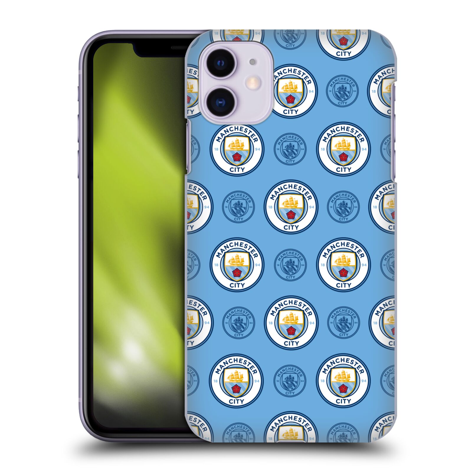 Pouzdro na mobil Apple Iphone 11 - HEAD CASE - Fotbalový klub Manchester City modrý vzorkovaný malé znaky